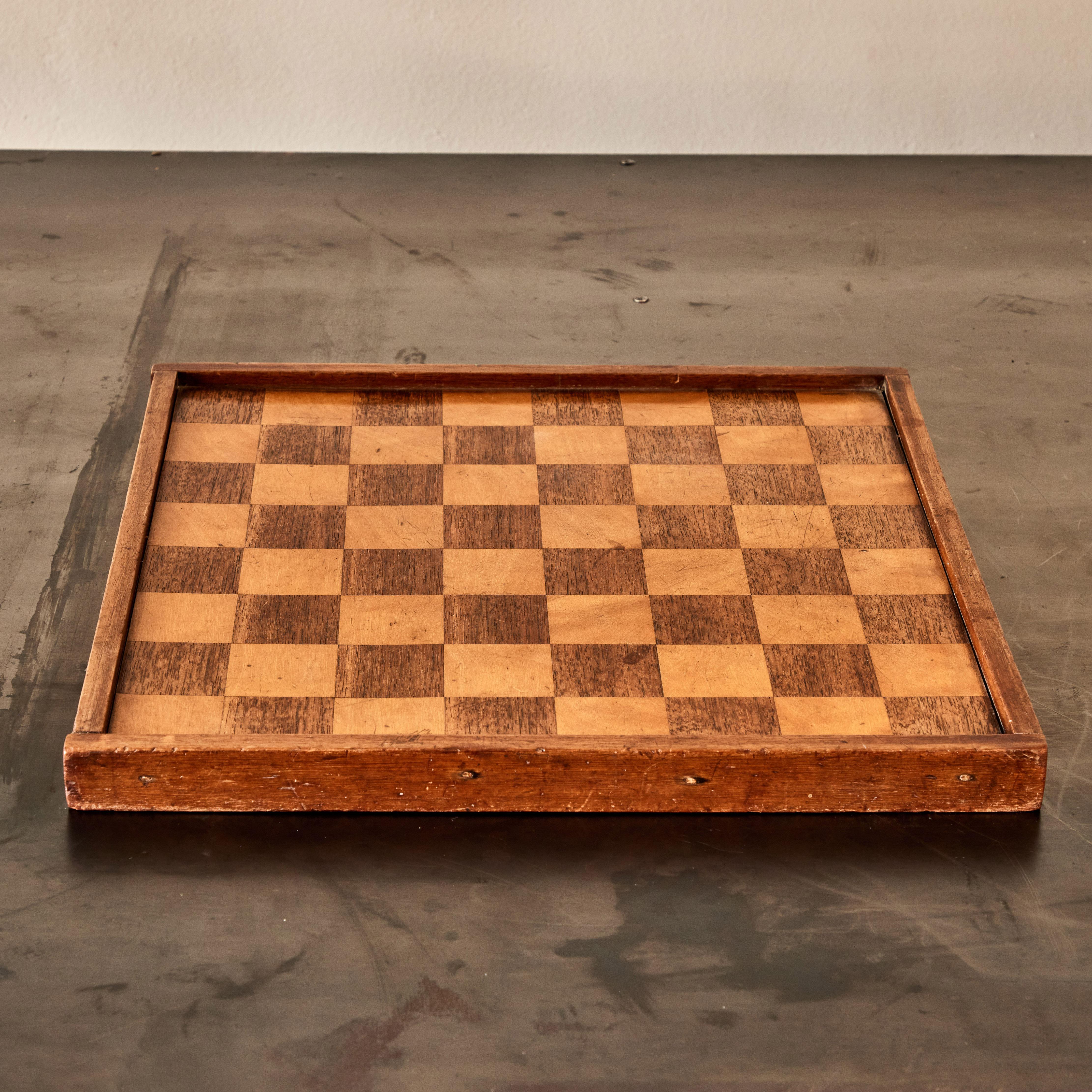 English Inlaid Wooden Checker or Chess Board from 19th Century England For Sale