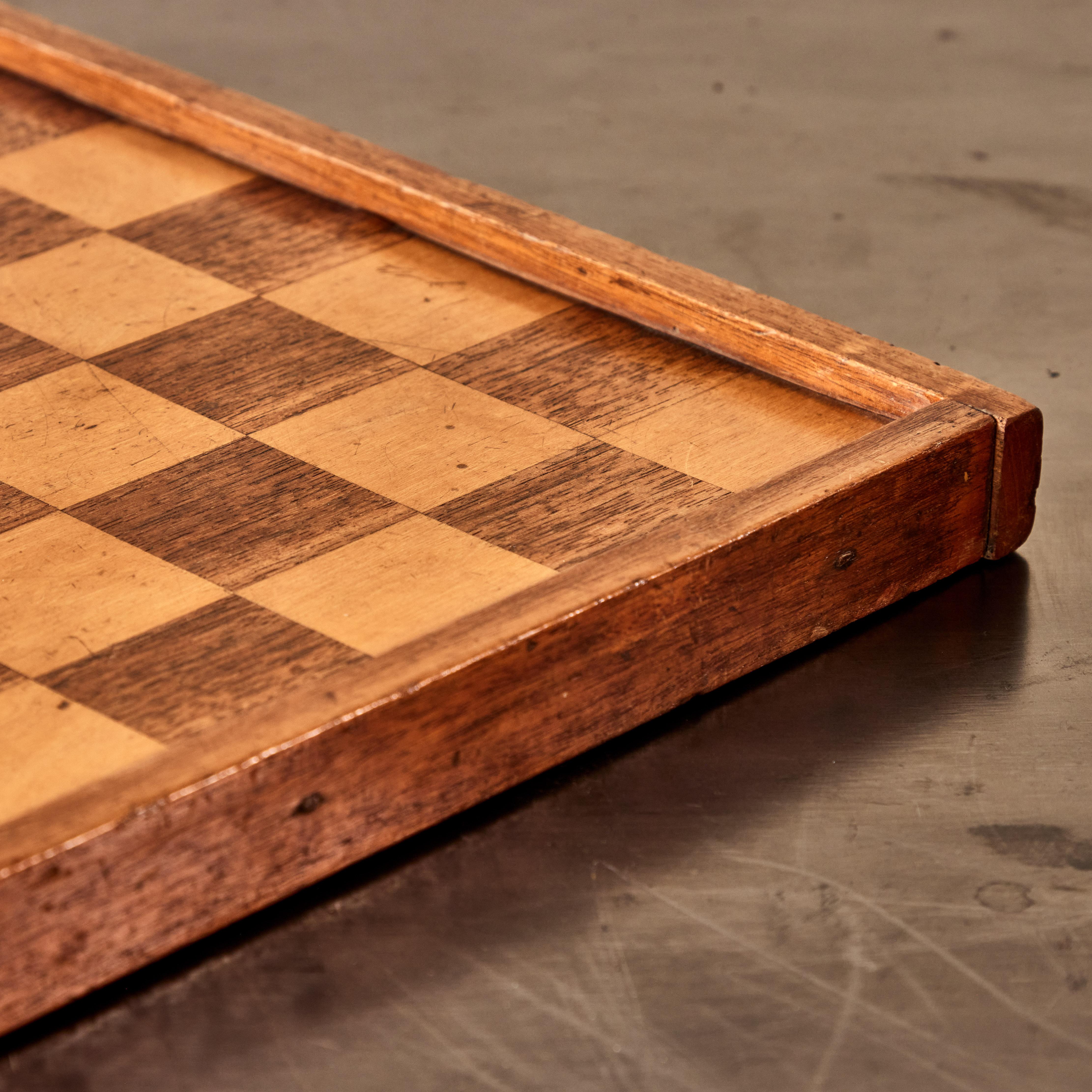 English Inlaid Wooden Checker or Chess Board from 19th Century England