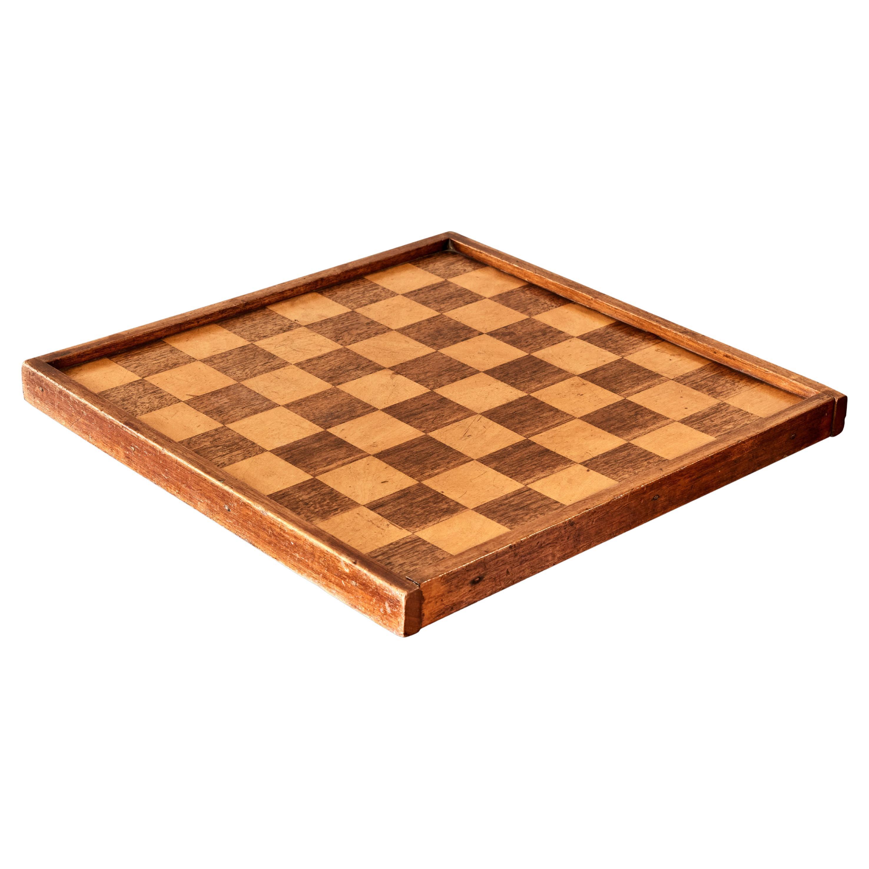 Inlaid Wooden Checker or Chess Board from 19th Century England For Sale