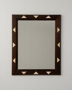 Inlaid Wooden Frame Mirror, Glass & Wood, French Design, 1920-1929
