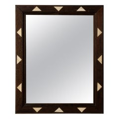 Inlaid Wooden Frame Mirror, Glass & Wood, French Design, 1920-1929