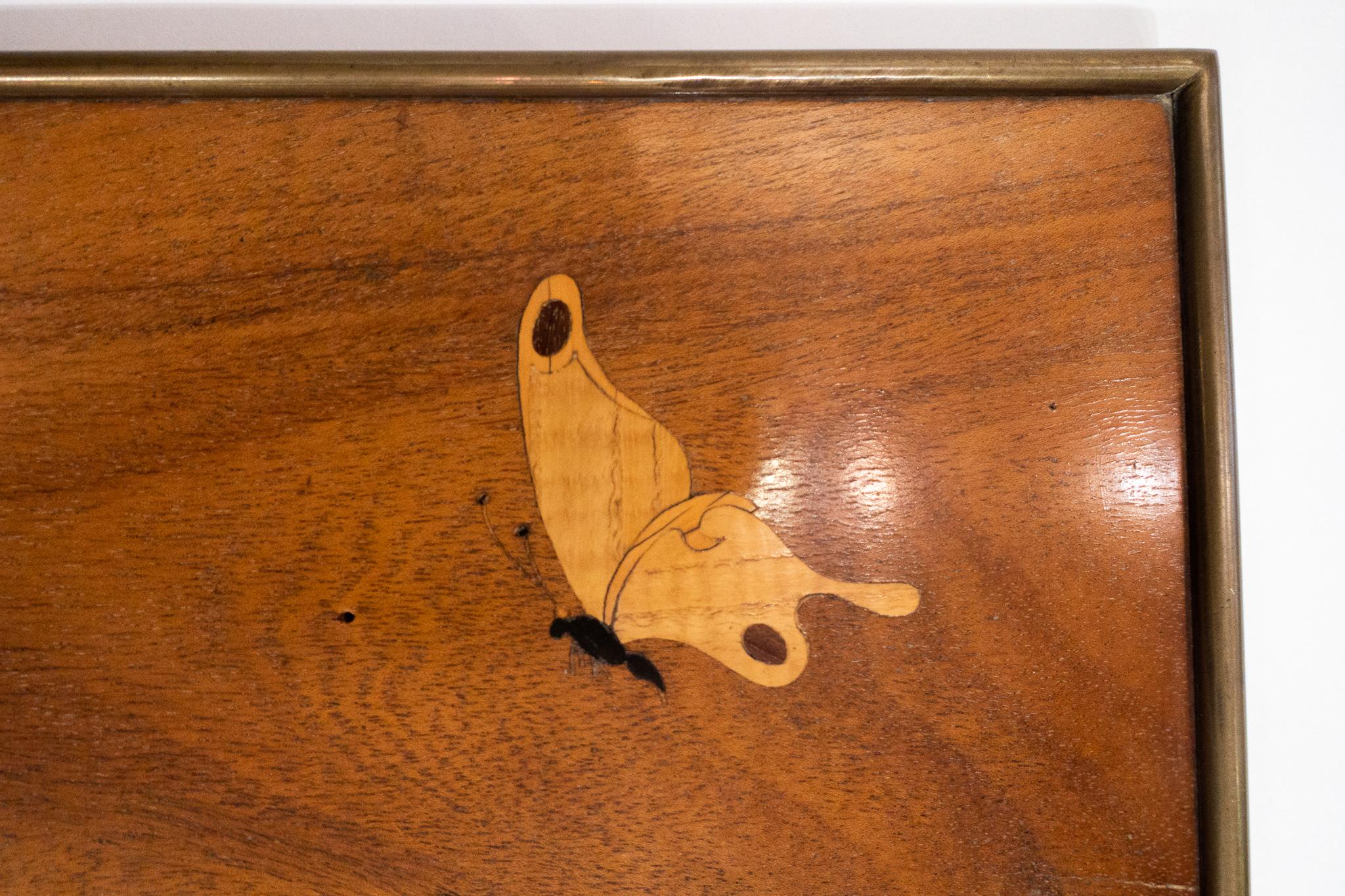 Inlaid Wooden Panel with Mushrooms and a Butterfly, Signed Christian Dior, Paris In Good Condition In New York, NY