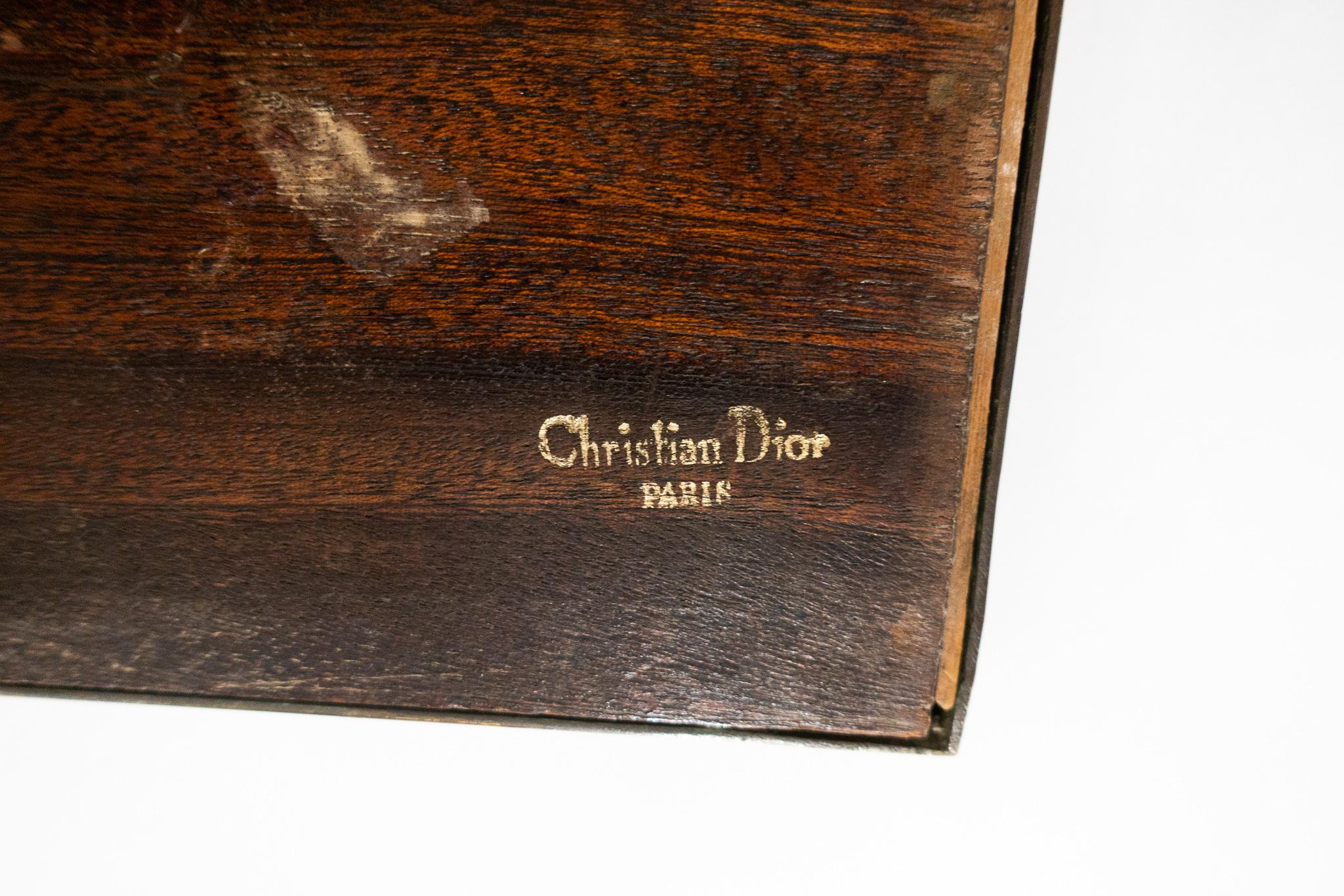 Inlaid Wooden Panel with Mushrooms and a Butterfly, Signed Christian Dior, Paris 1