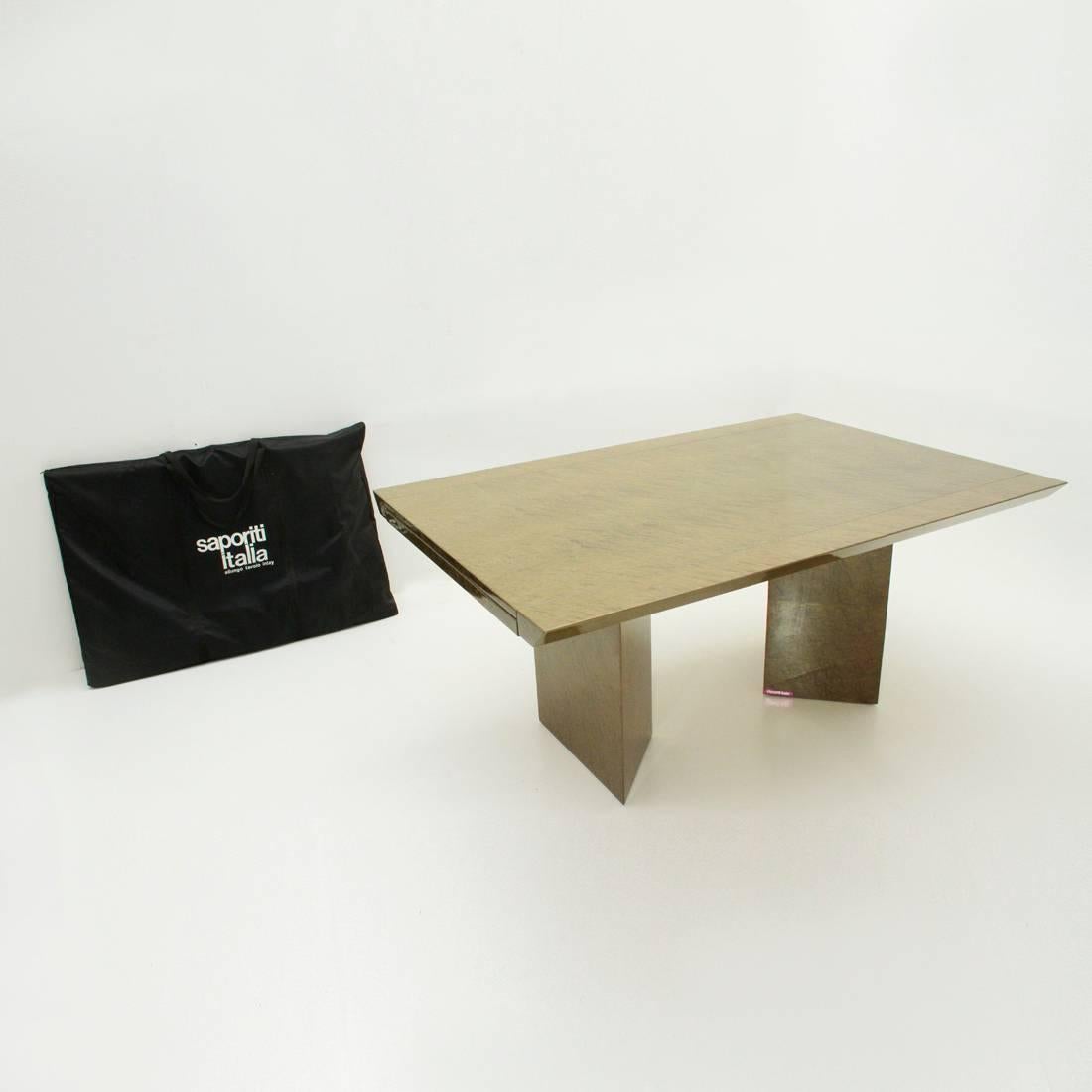 Italian Inlay Extendable Table by Giovanni Offredi for Saporiti, 1980s