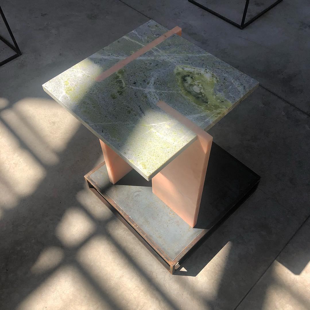 Modern Inlay Marble Side Table, Nick Ross