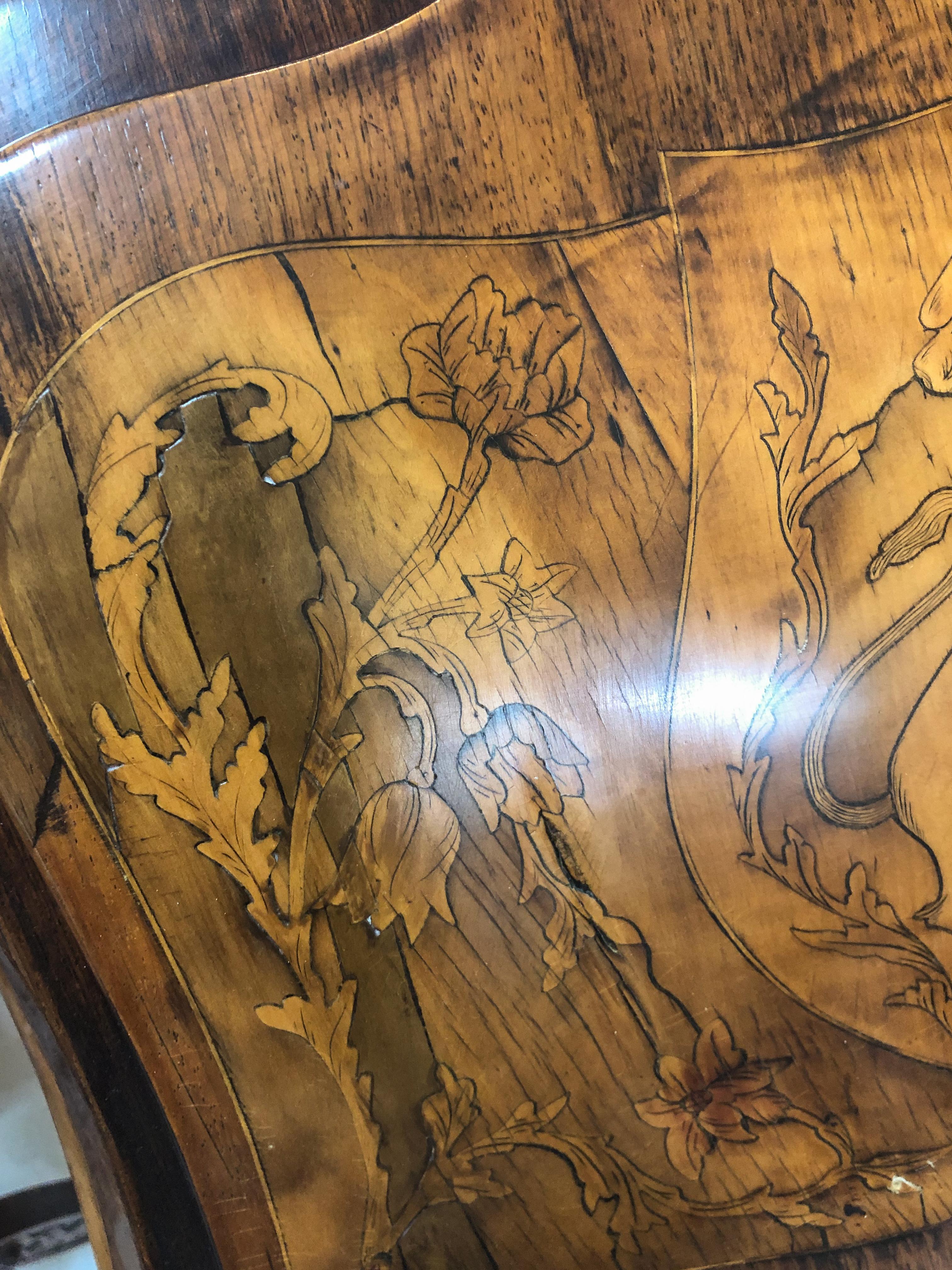 19th Century Inlay Marquetry Bombay Desk / Secretary