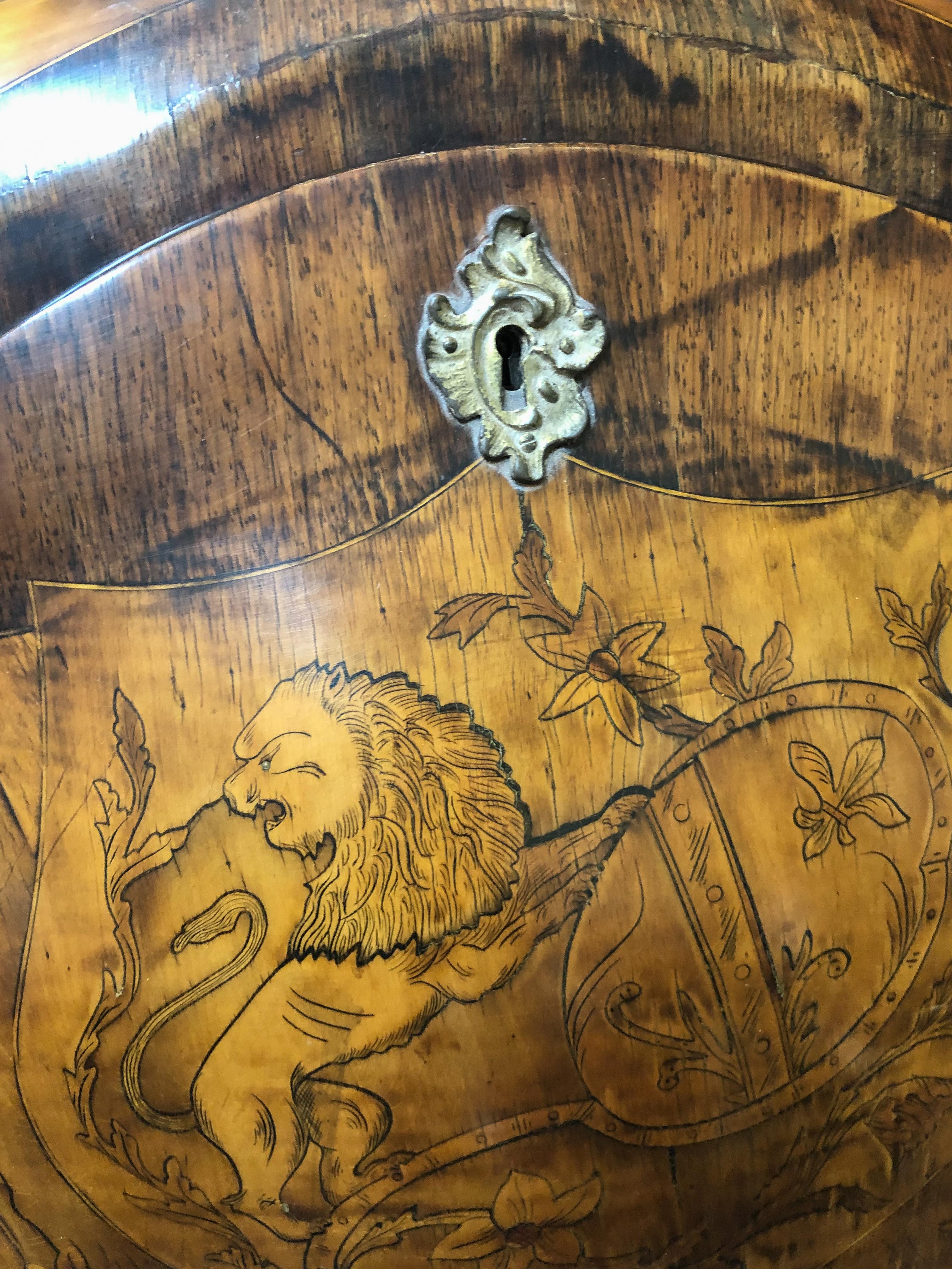 Wood Inlay Marquetry Bombay Desk / Secretary