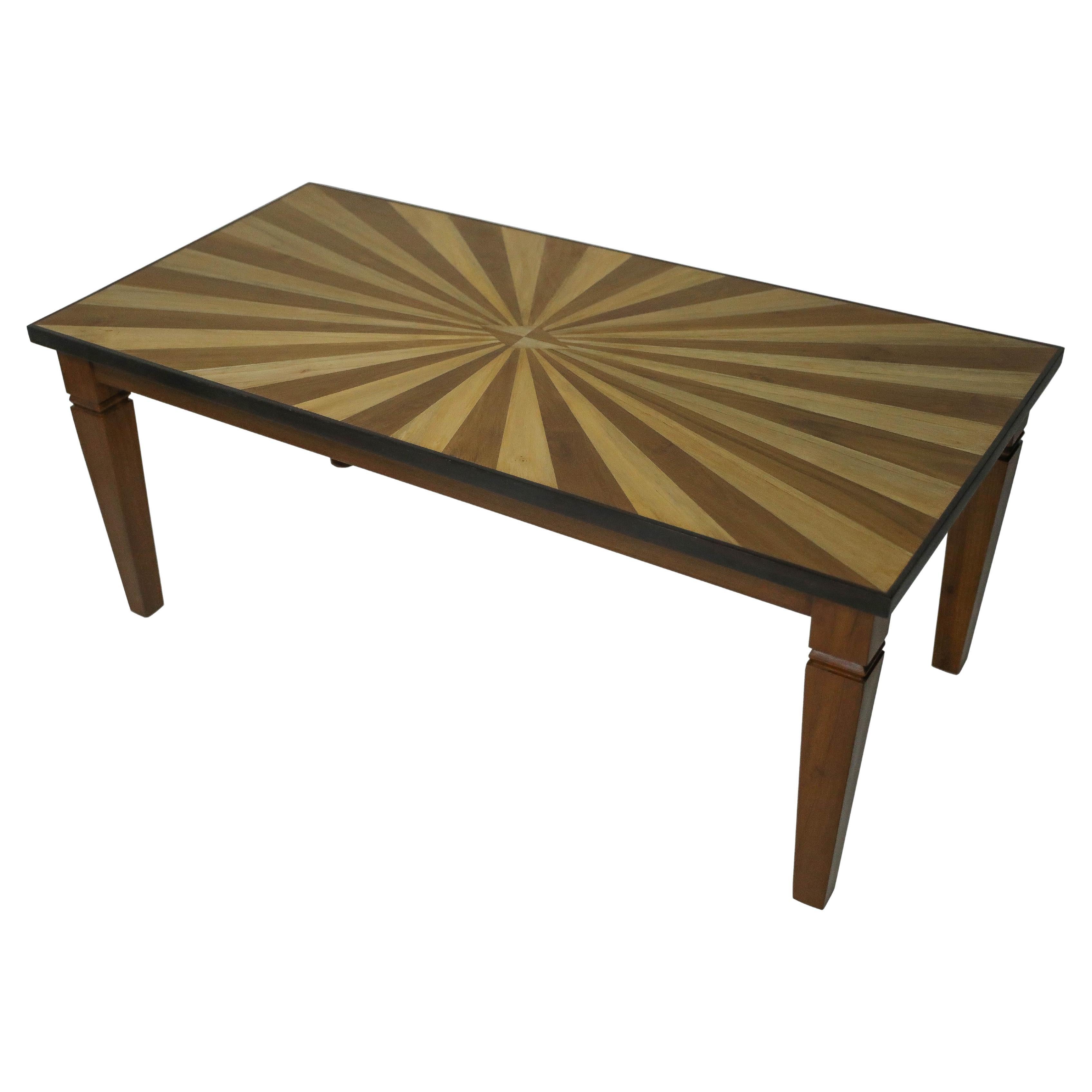 Inlay Sunburst Specimen Wood Coffee or Cocktail Table