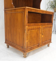 Inlayed 89" Yew Wood Deep Base Display China Cabinet Individual Glass MINT!