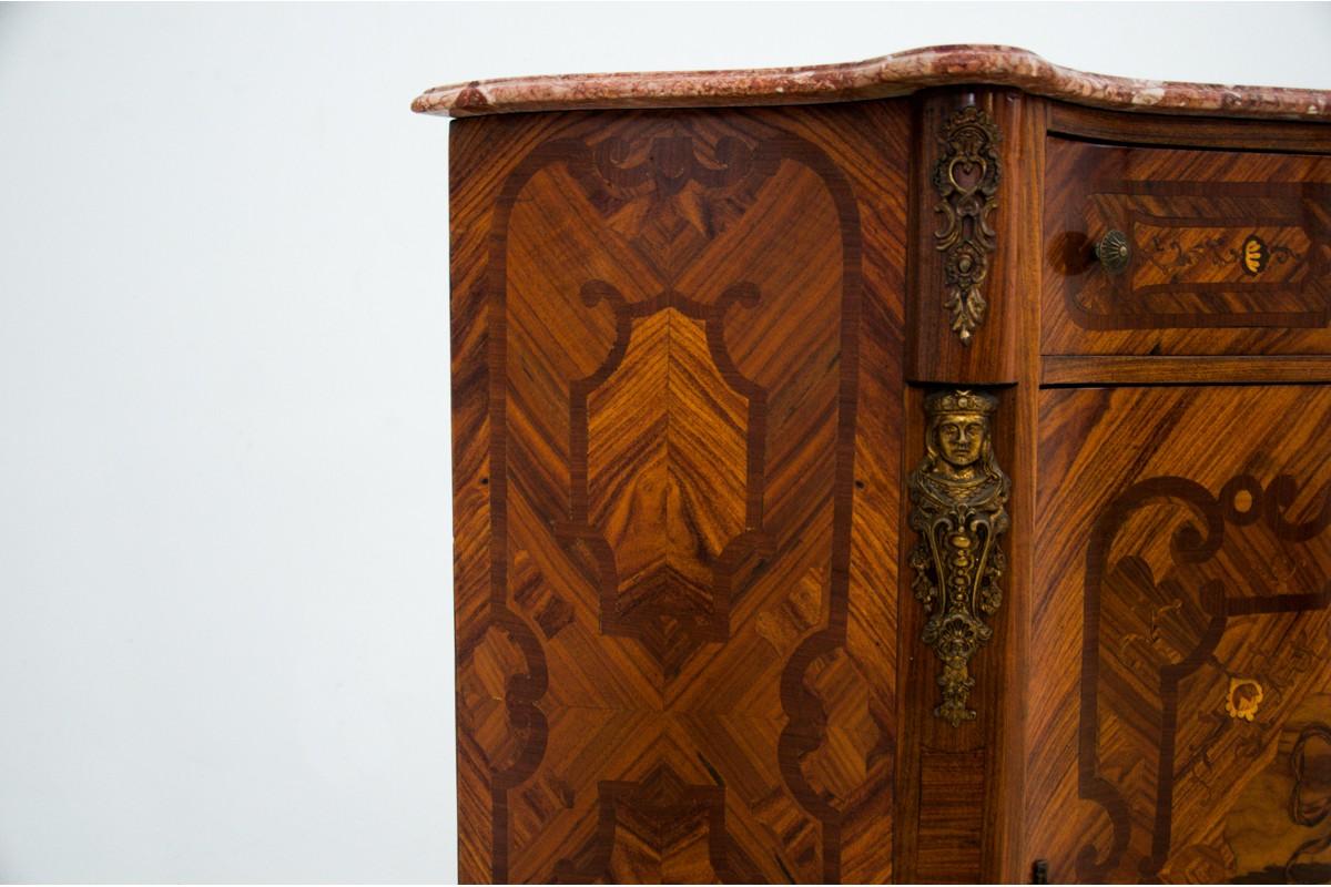 Walnut Inlayed Cabinet Commode, Italy, 1860s