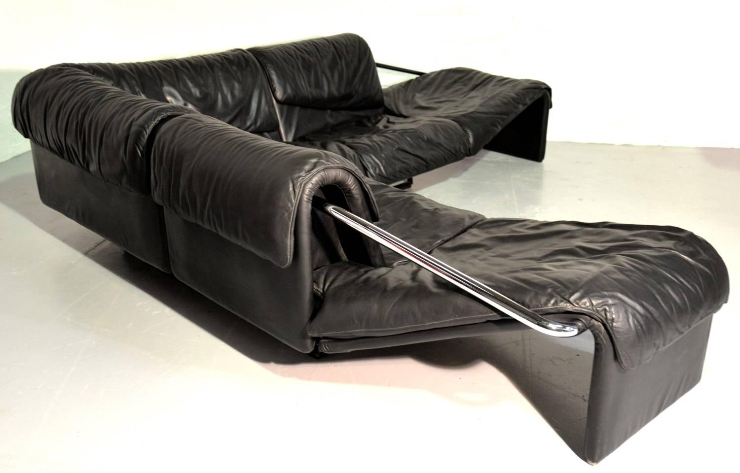 Mid-Century Modern Inmotion Leather Corner Sofa by De Sede of Switzerland, 1970s