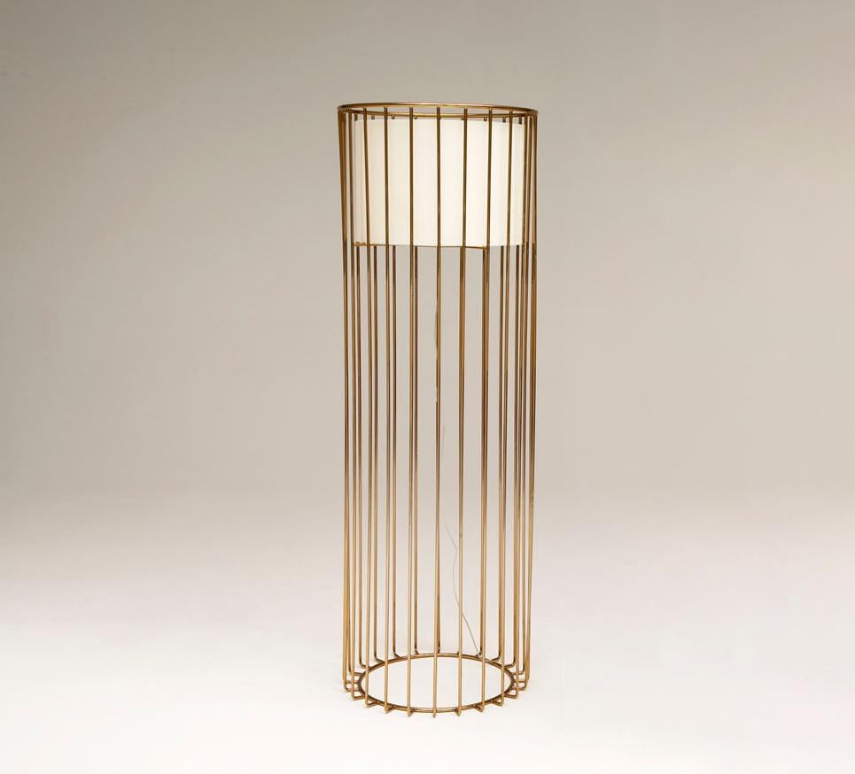 The inner beauty light’s prominent solid steel tubing, inspired by a Roman column, encases the linen inner shade. This subtle yet commanding lighting solution illuminates your environment with a determined glow.
Pricing for 56