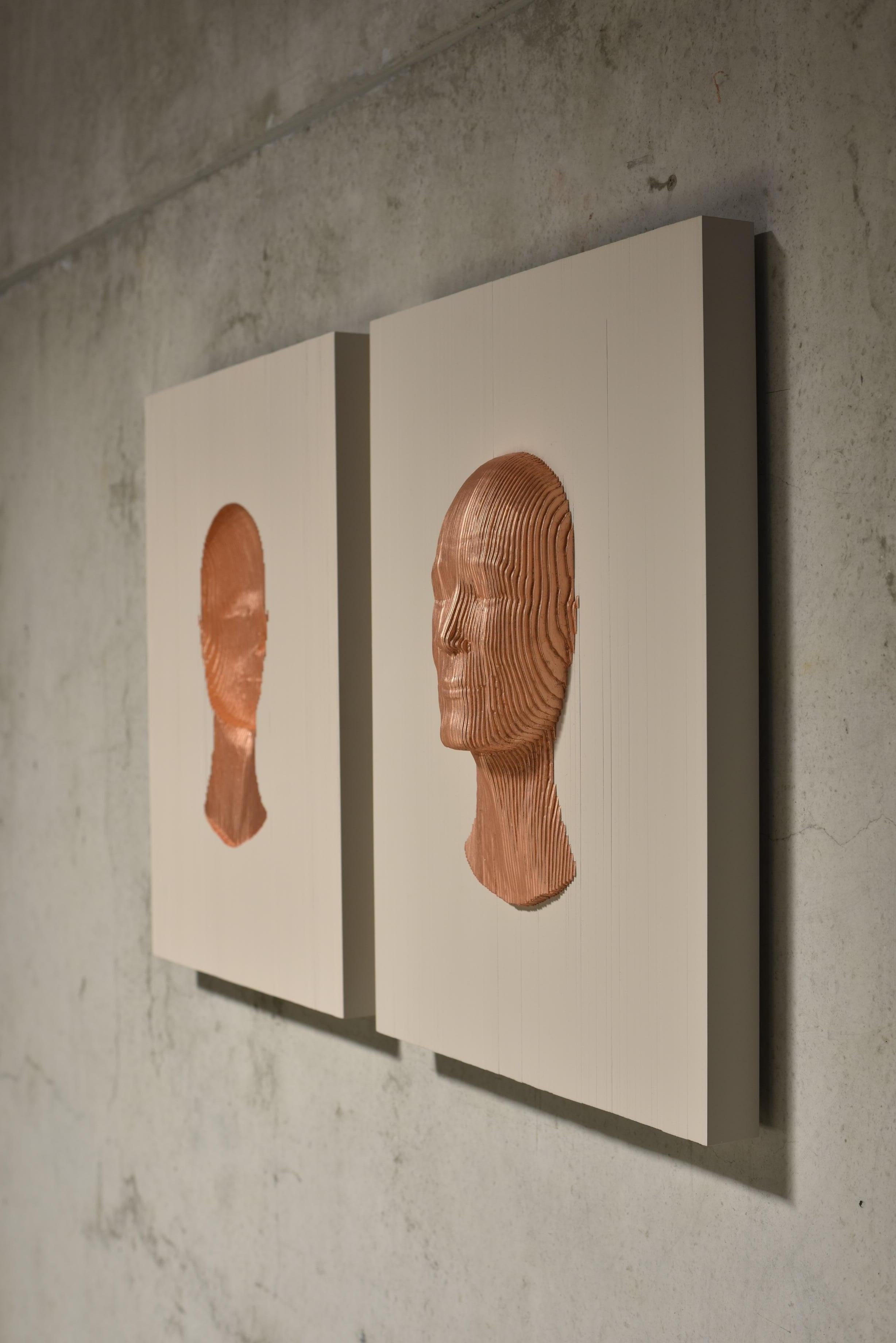 Bronzed Inner Face - Outer Face by Piegatto, a Contemporary Wall Sculpture For Sale