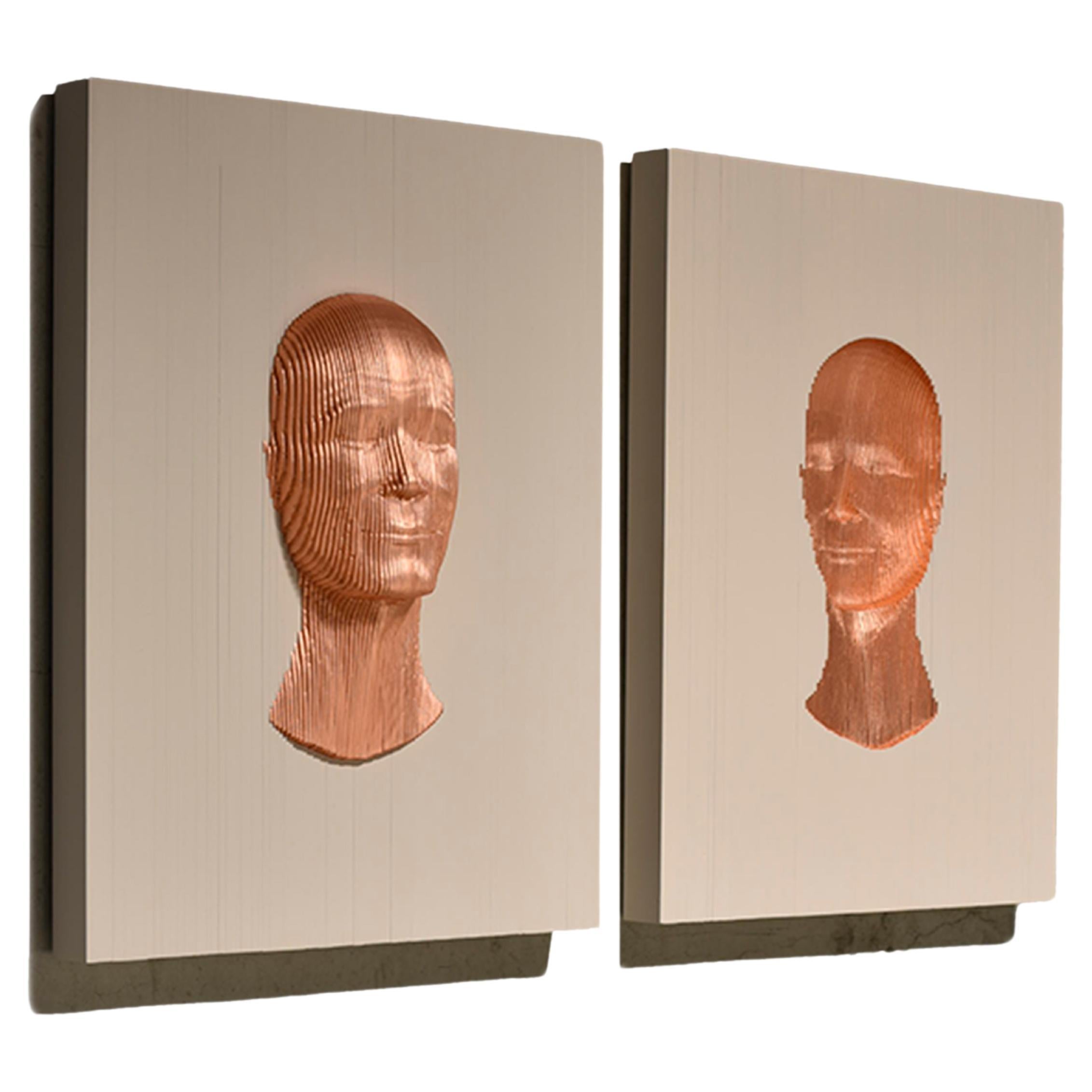 Inner Face - Outer Face Bronze von Piegatto, eine Contemporary Wandskulptur