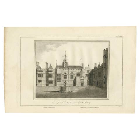 Inner Front of Cowdray House – Antique Engraving from the Gateway, Sussex 1796