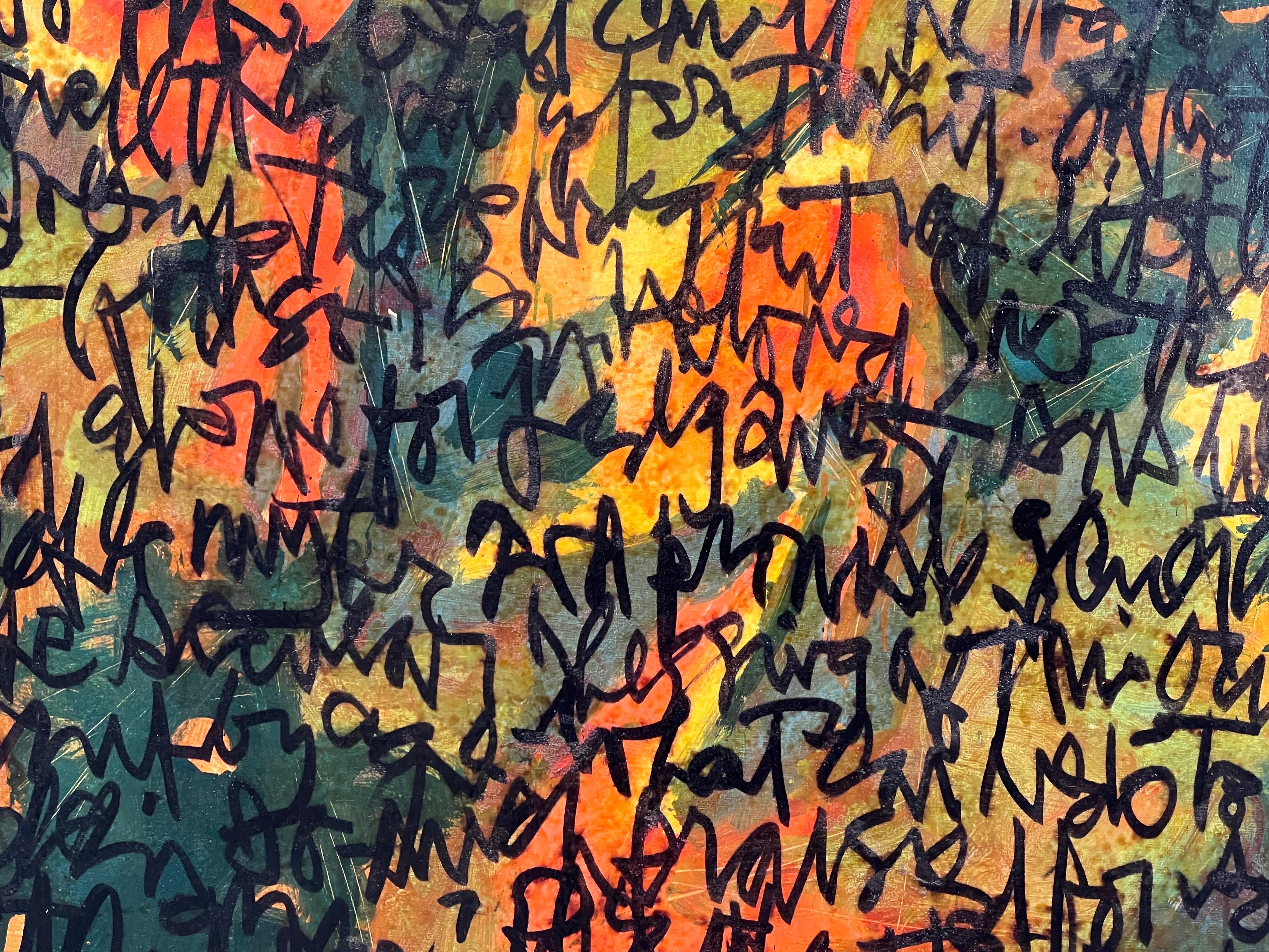 Late 20th Century Inner Text, Abstract Painting by Harry Bouras