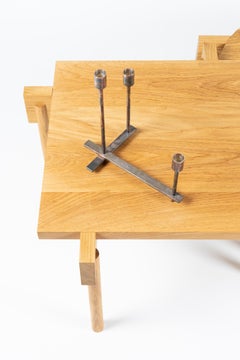 Overlapping Natural Ash Coffee Table with Square Top Insert by Antonio De Marco