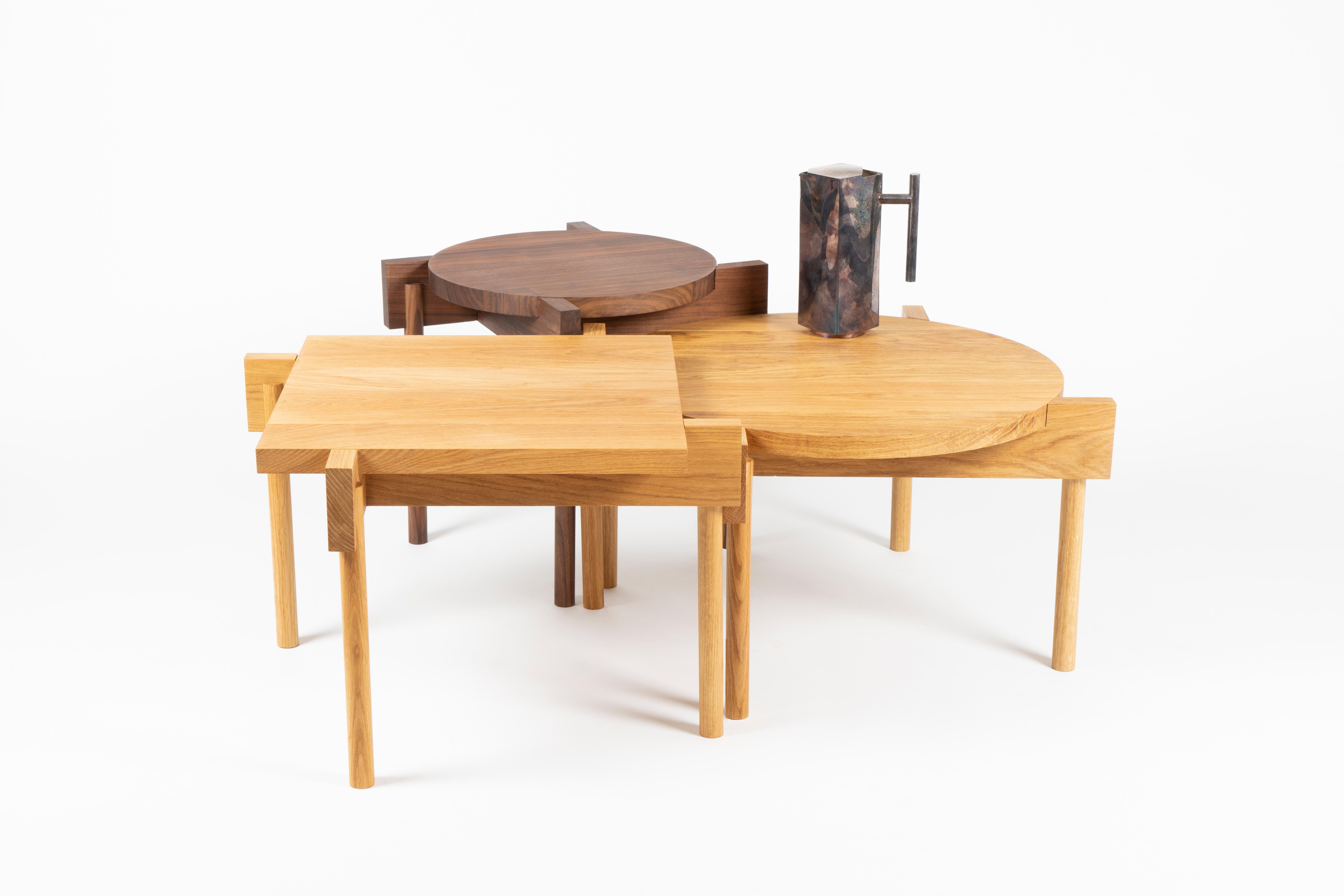 Overlapping Natural Ash Coffee Table with Square Top Insert by Antonio De Marco In condizioni Nuovo in vendita a Geneve, CH