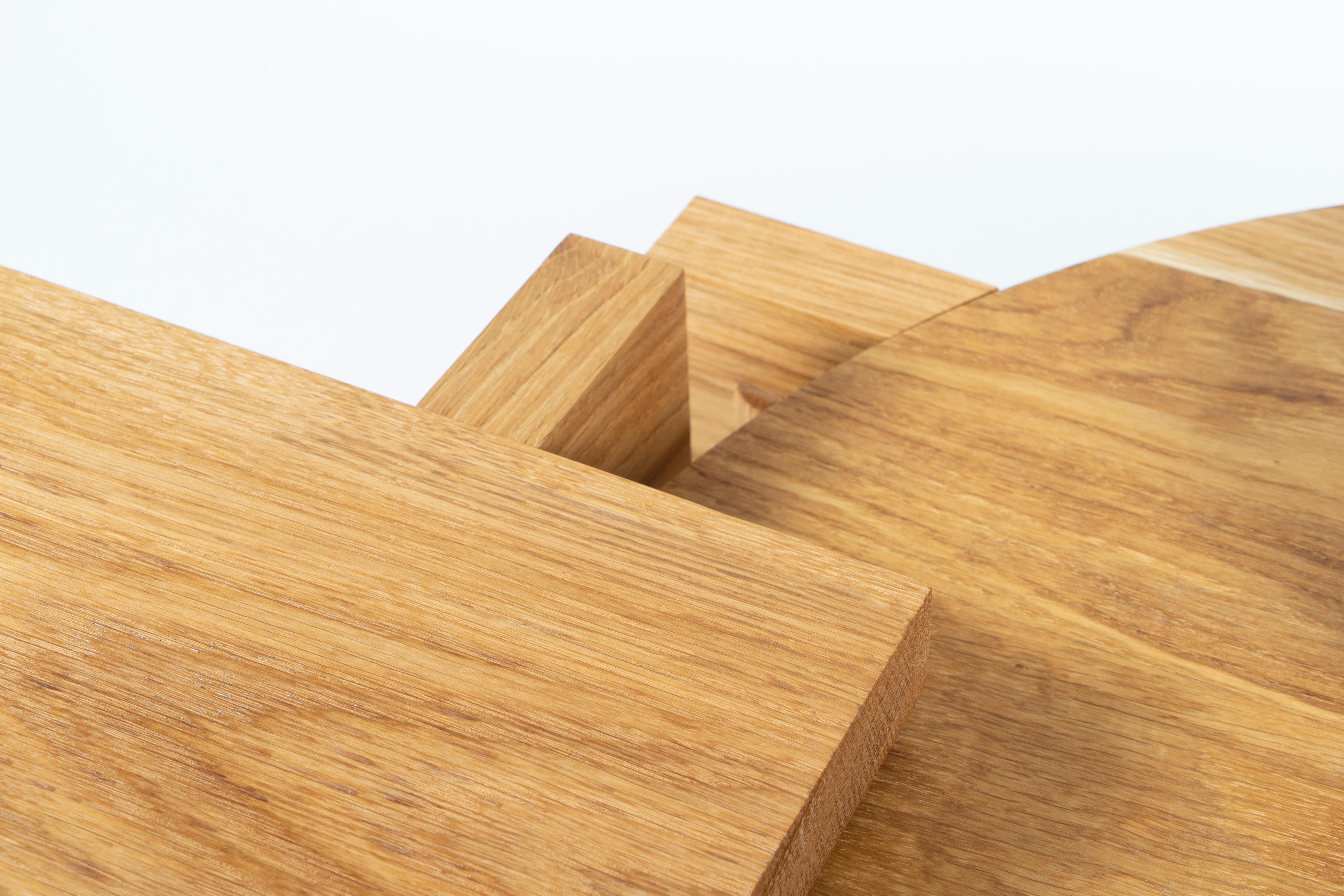 Polacco Overlapping Walnut Coffee Table with Round Top Insert by Antonio De Marco in vendita