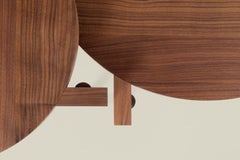 Overlapping Walnut Side Table with Round Top Insert by Antonio De Marco