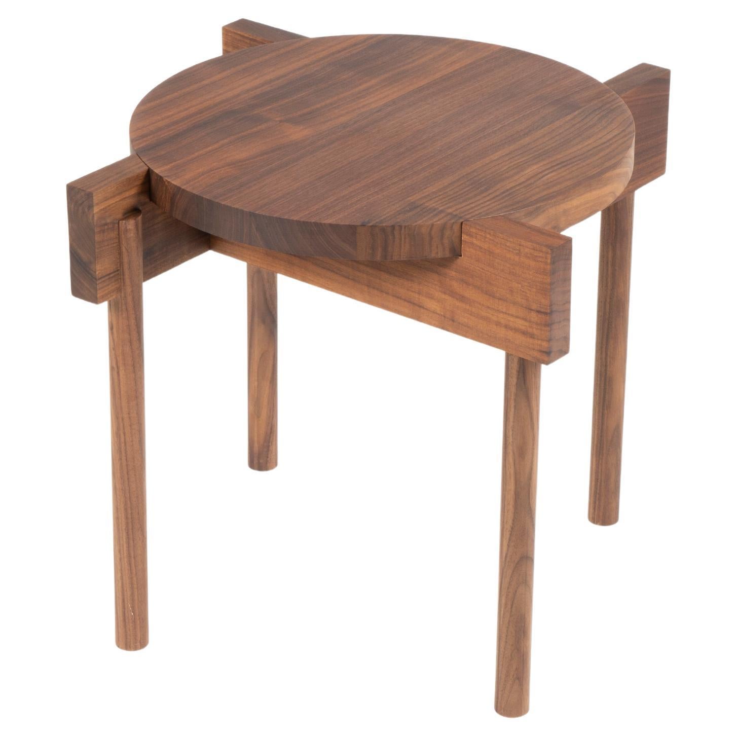 Overlapping Walnut Side Table with Round Top Insert by Antonio De Marco