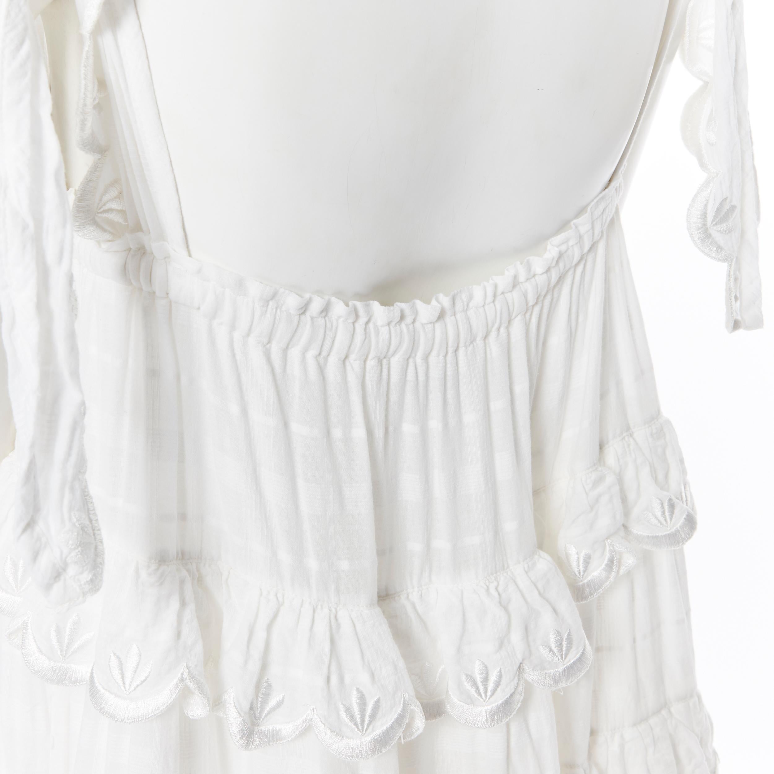 INNIKA CHOO white cotton embroidered scallop petal tiered bohemian tent dress 2