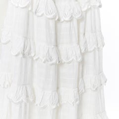 INNIKA CHOO white cotton embroidered scallop petal tiered bohemian tent dress