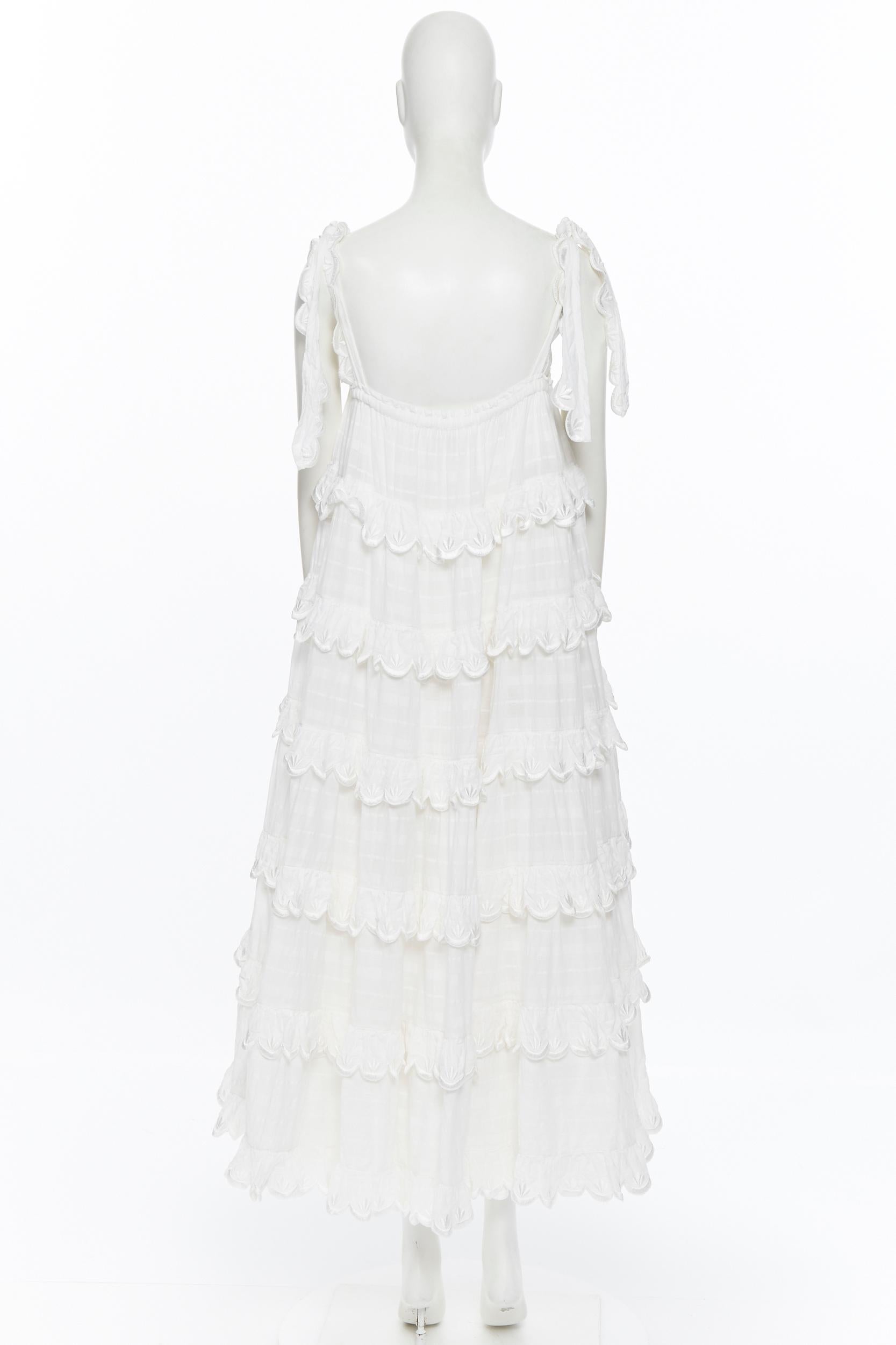 Gray INNIKA CHOO white cotton embroidered scallop petal tiered bohemian tent dress