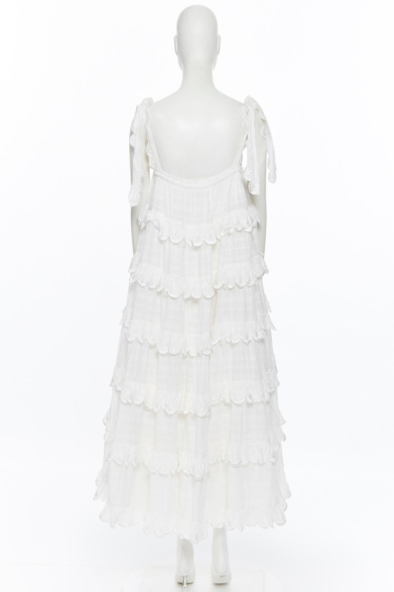 INNIKA CHOO white cotton embroidered scallop petal tiered bohemian tent  dress at 1stDibs | innika choo scallop frill dress white, schiffli scallop  frill dress by innika choo, innika choo white dress