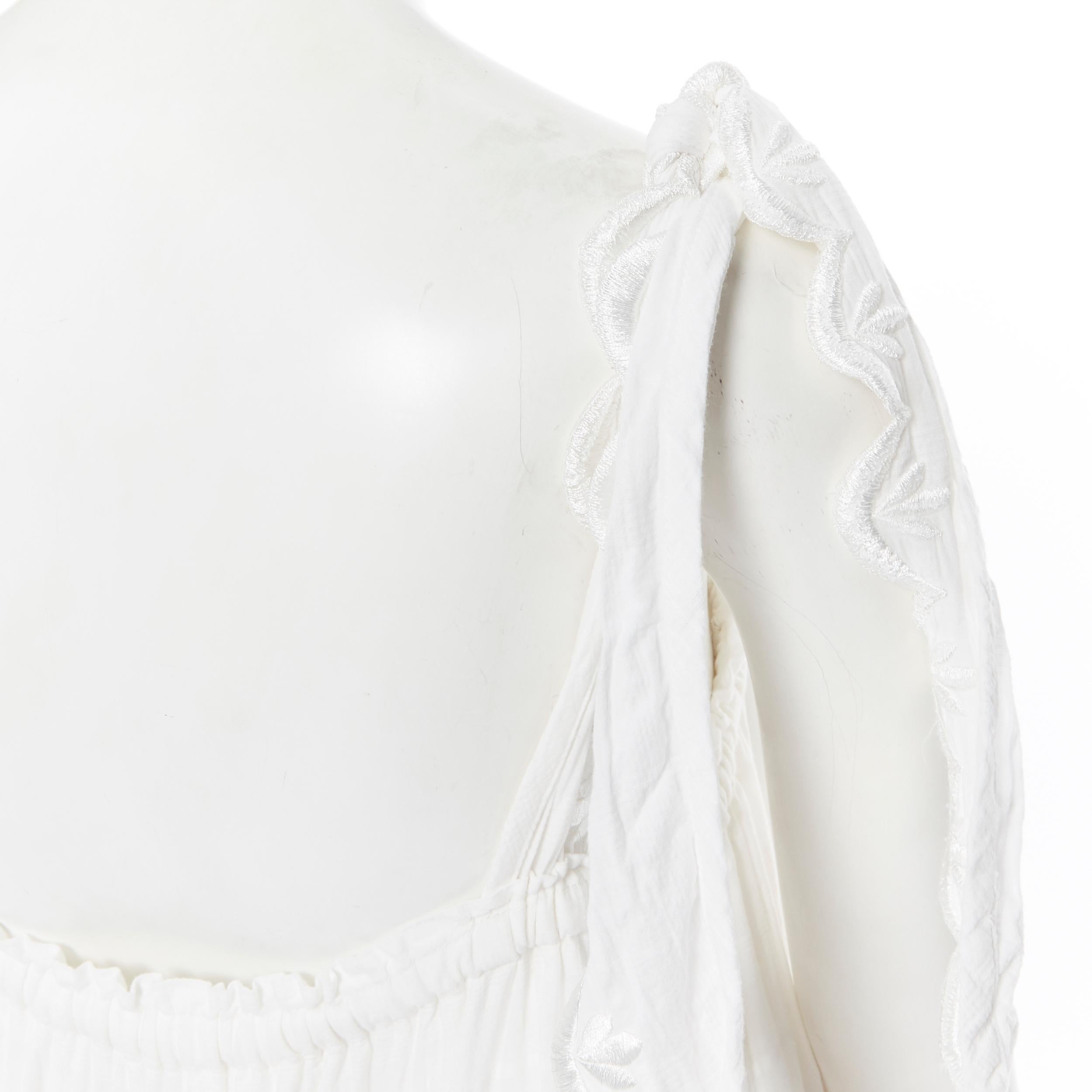 INNIKA CHOO white cotton embroidered scallop petal tiered bohemian tent dress 1