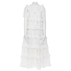 INNIKA CHOO white cotton embroidered scallop petal tiered bohemian tent dress