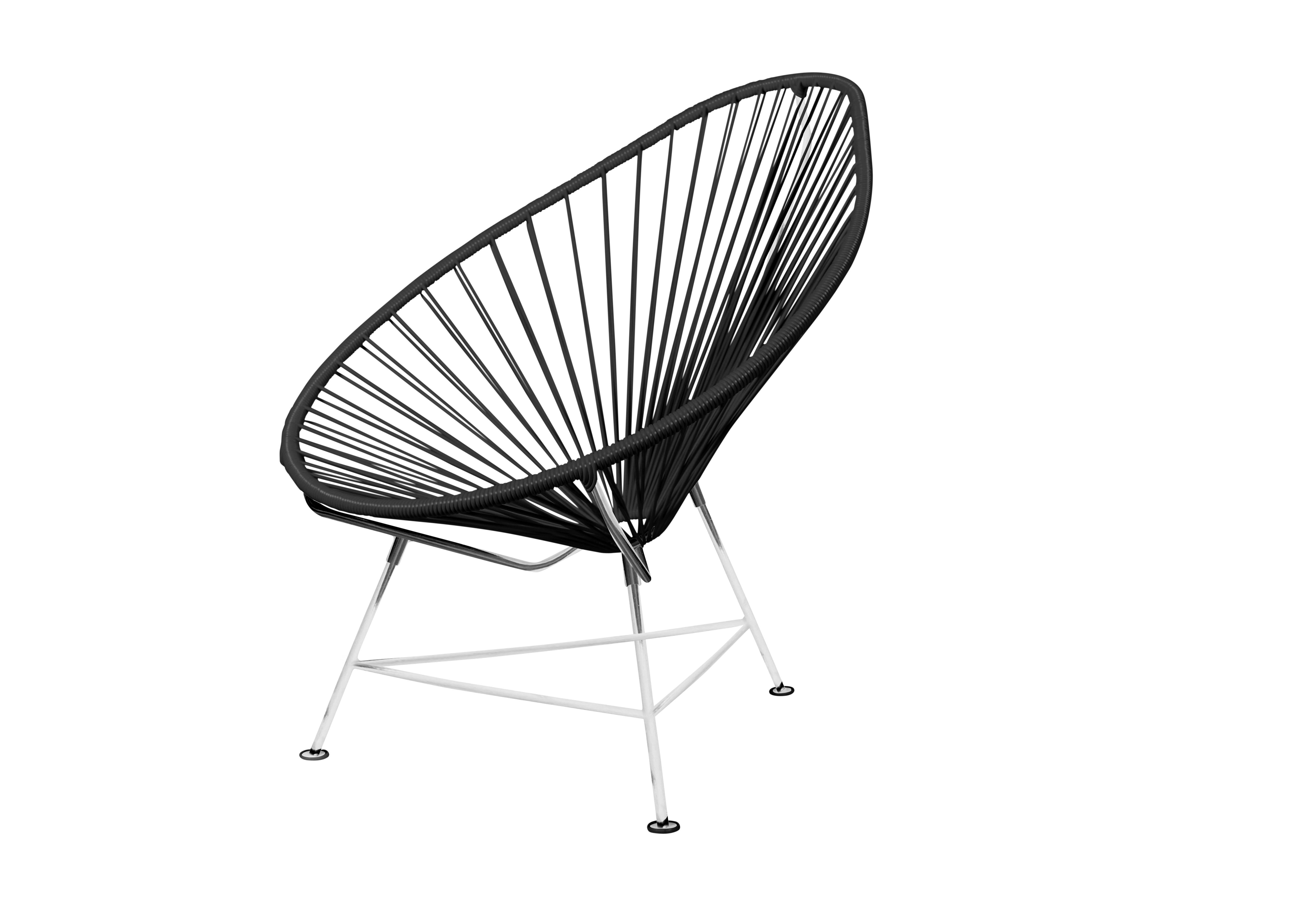 Canadian Innit Designs Acapulco Chair Black Weave on Chrome Frame For Sale