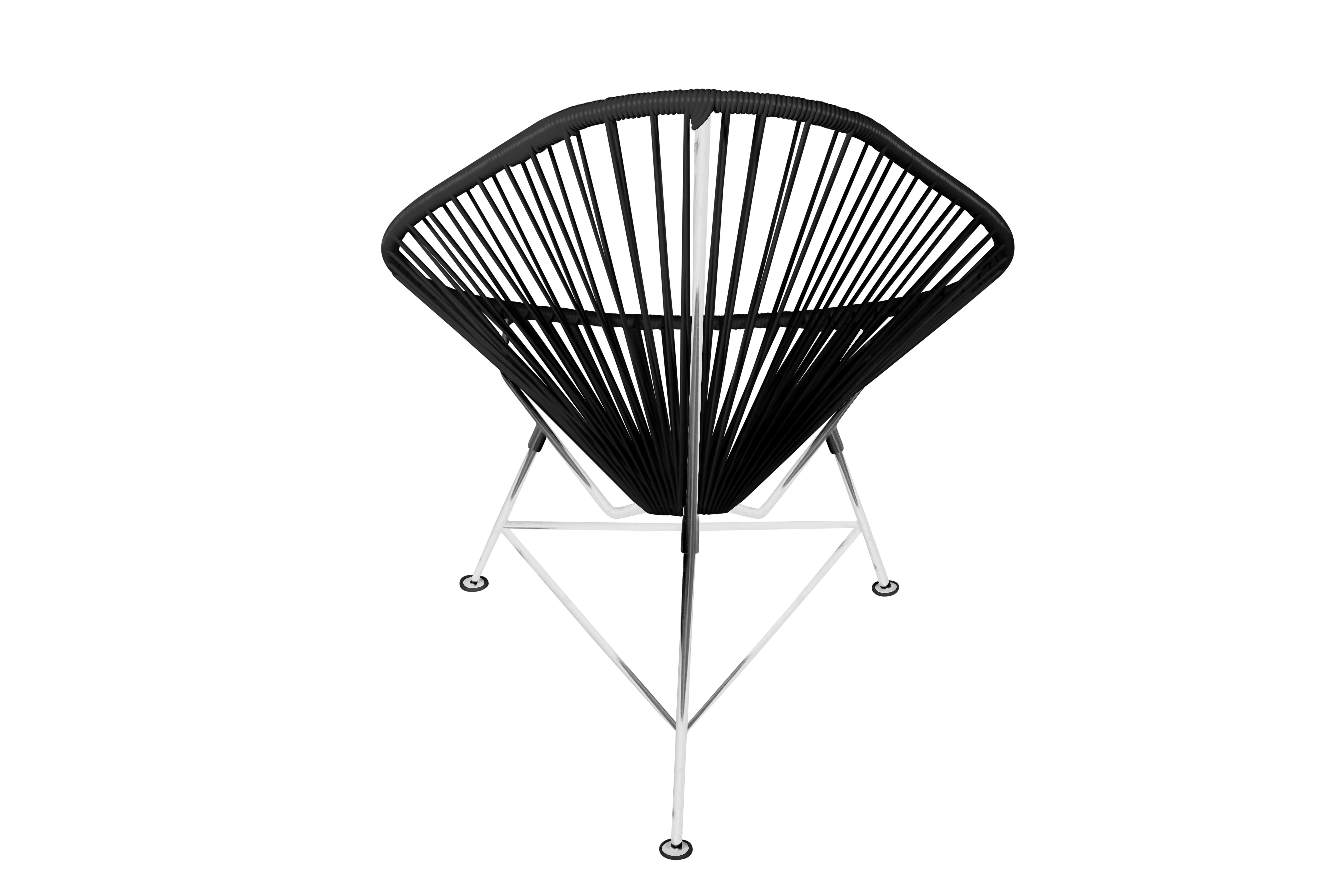 Hand-Crafted Innit Designs Acapulco Chair Black Weave on Chrome Frame For Sale
