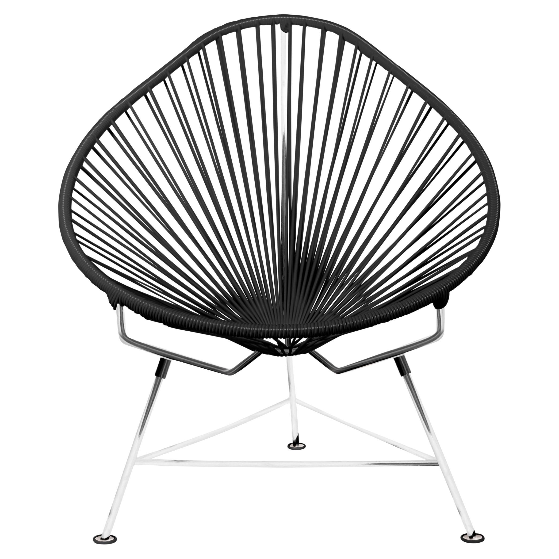 Innit Designs Acapulco Chair Black Weave on Chrome Frame For Sale