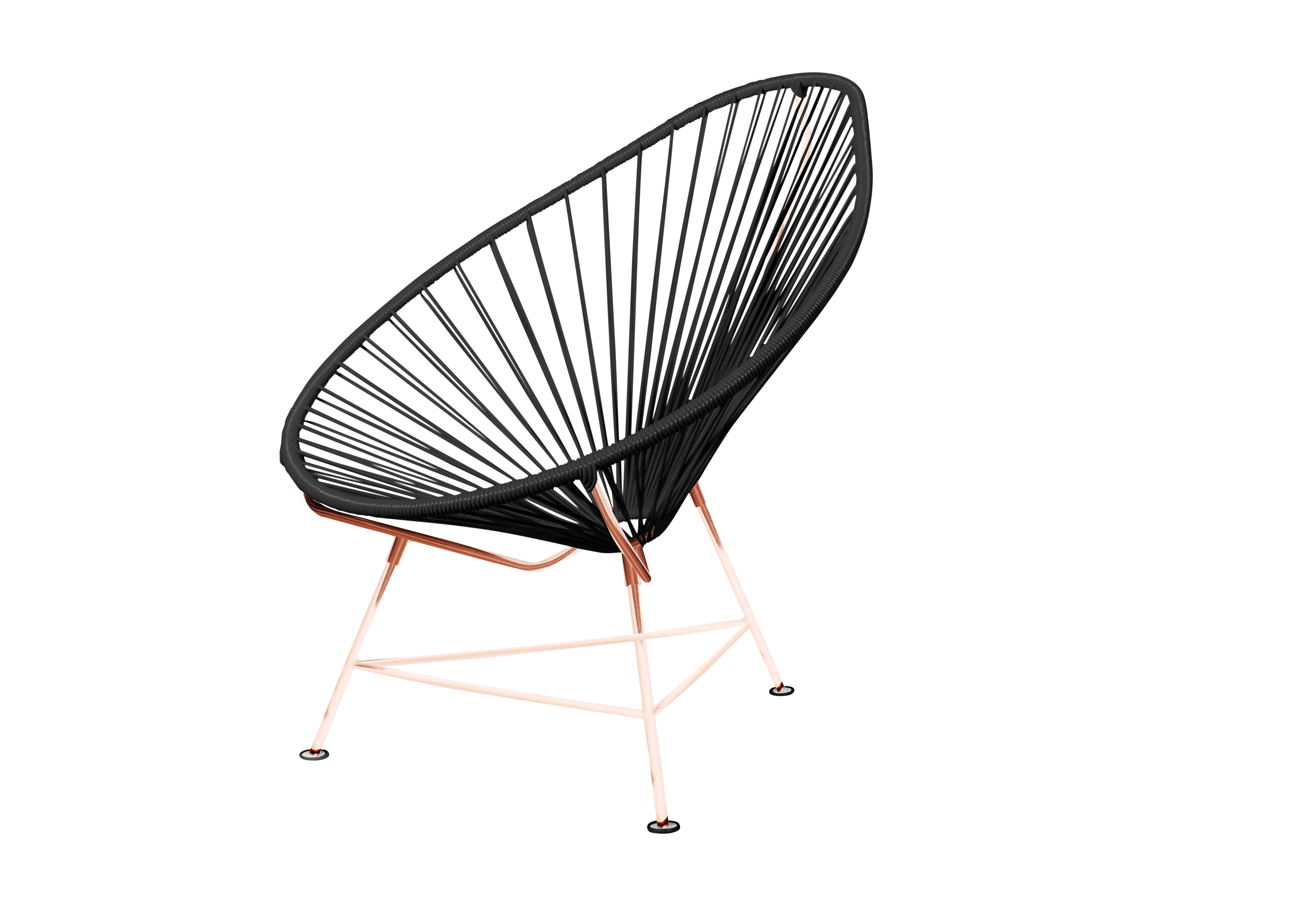 Canadian Innit Designs Acapulco Chair Black Weave on Copper Frame For Sale