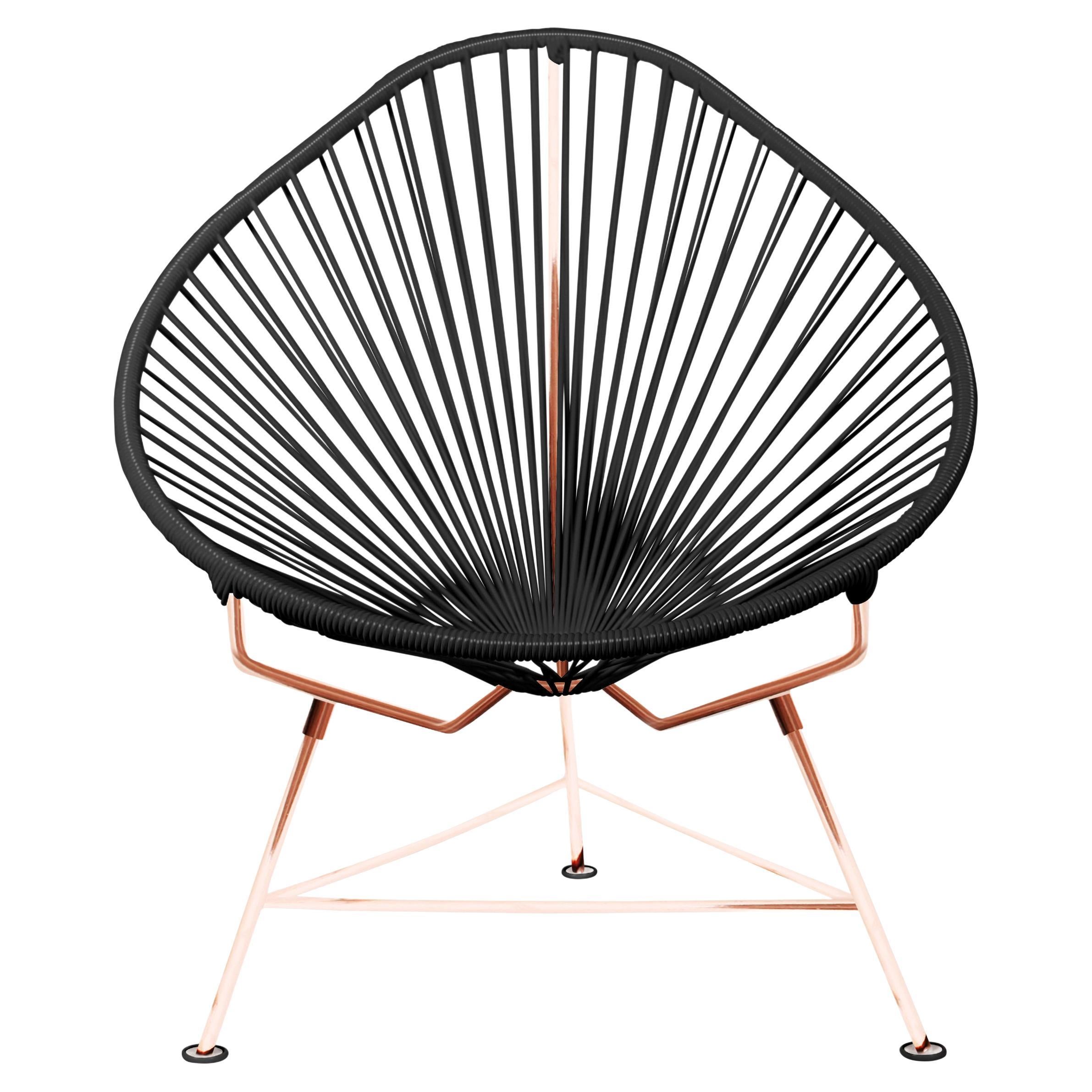 Innit Designs Acapulco Chair Black Weave on Copper Frame For Sale
