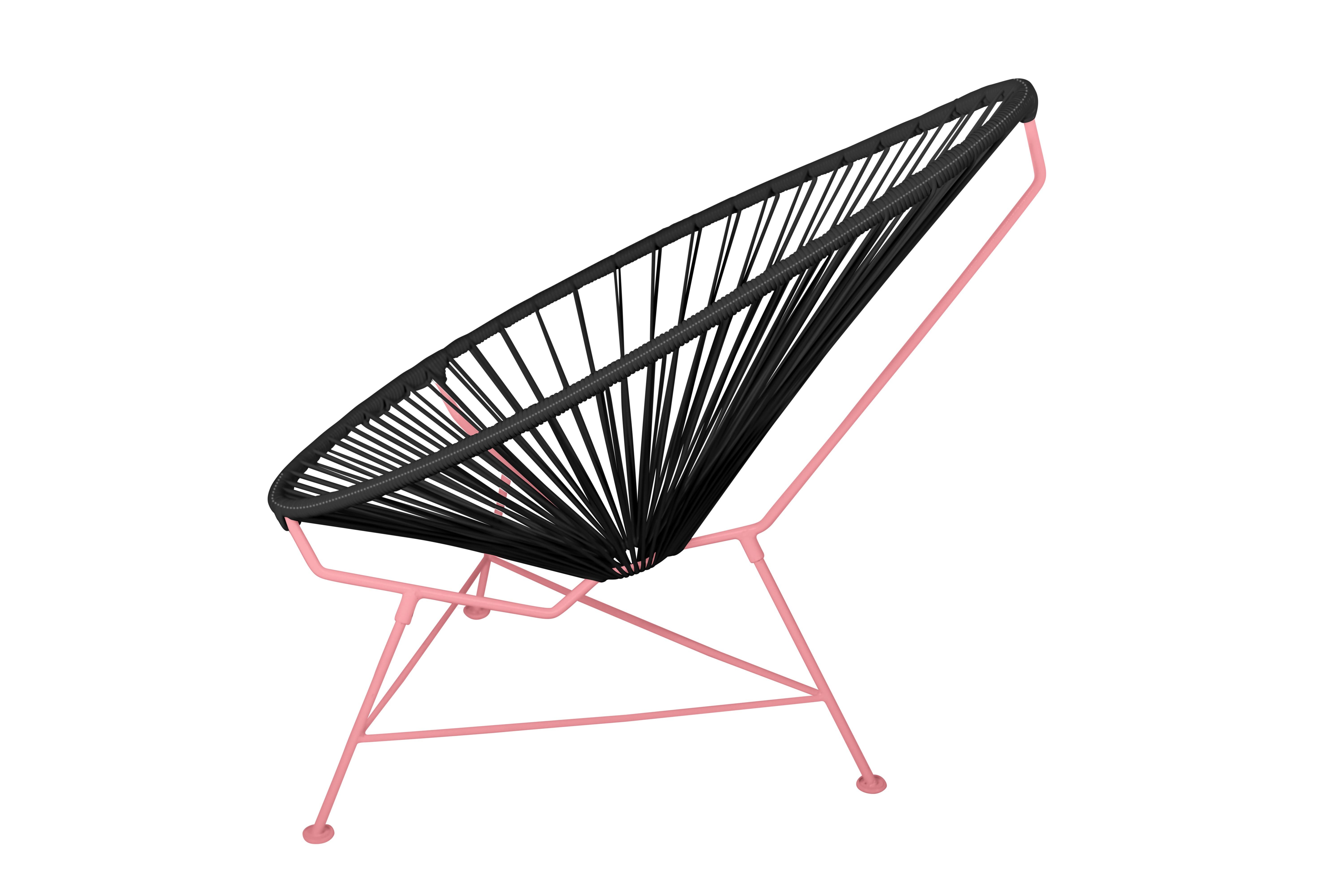 Modern Innit Designs Acapulco Chair Black Weave on Coral Frame For Sale