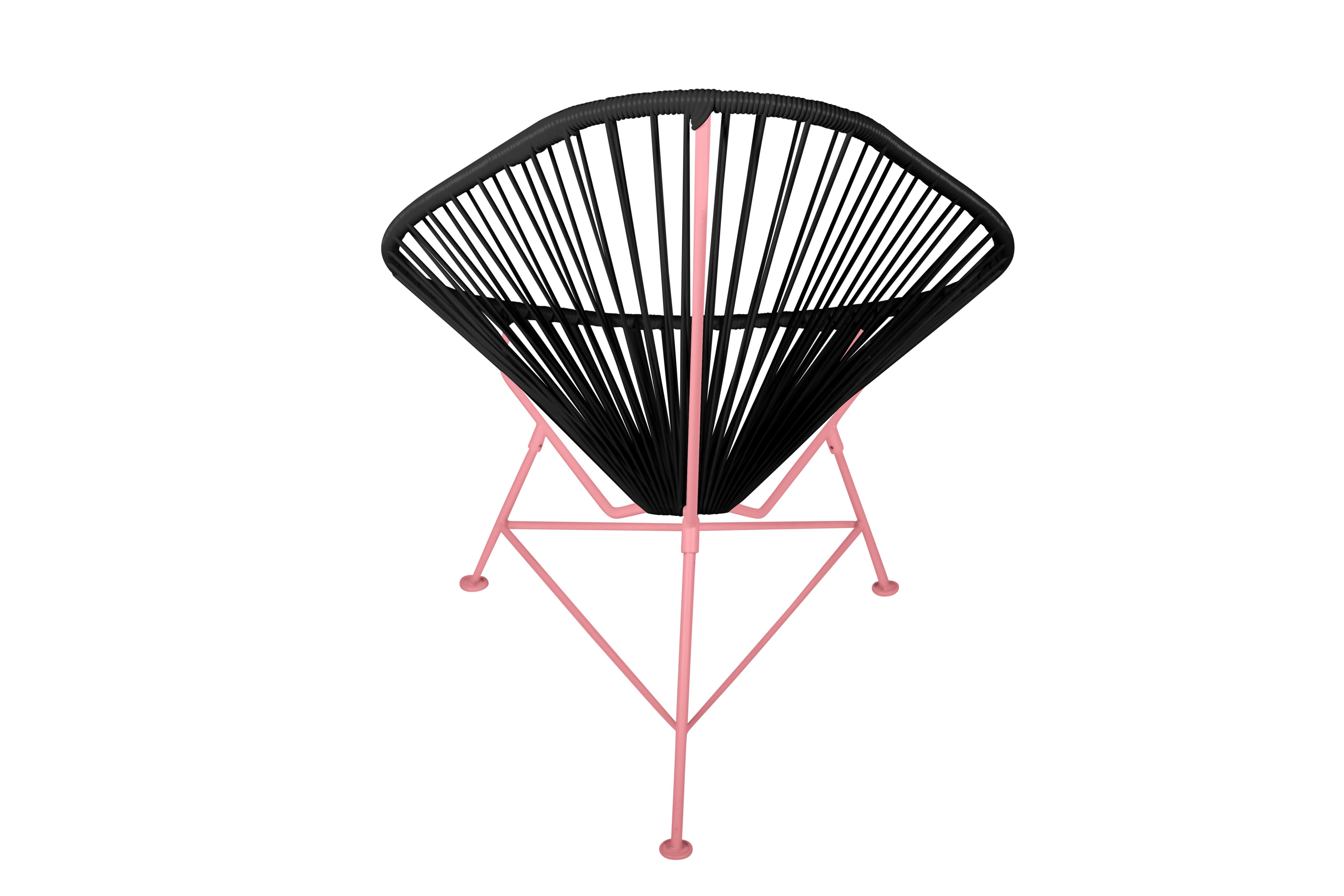 Hand-Crafted Innit Designs Acapulco Chair Black Weave on Coral Frame For Sale