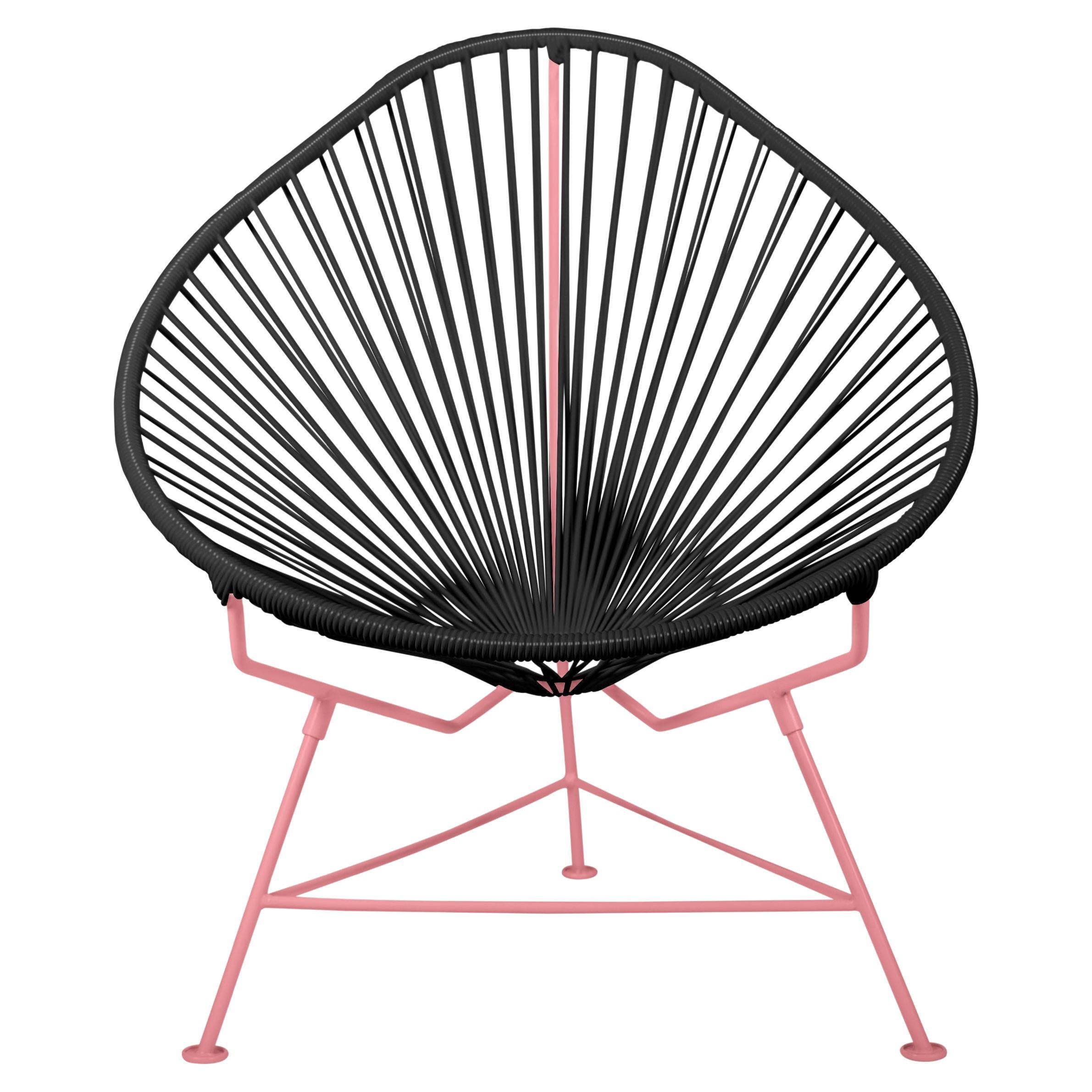 Innit Designs Acapulco Chair Black Weave on Coral Frame For Sale