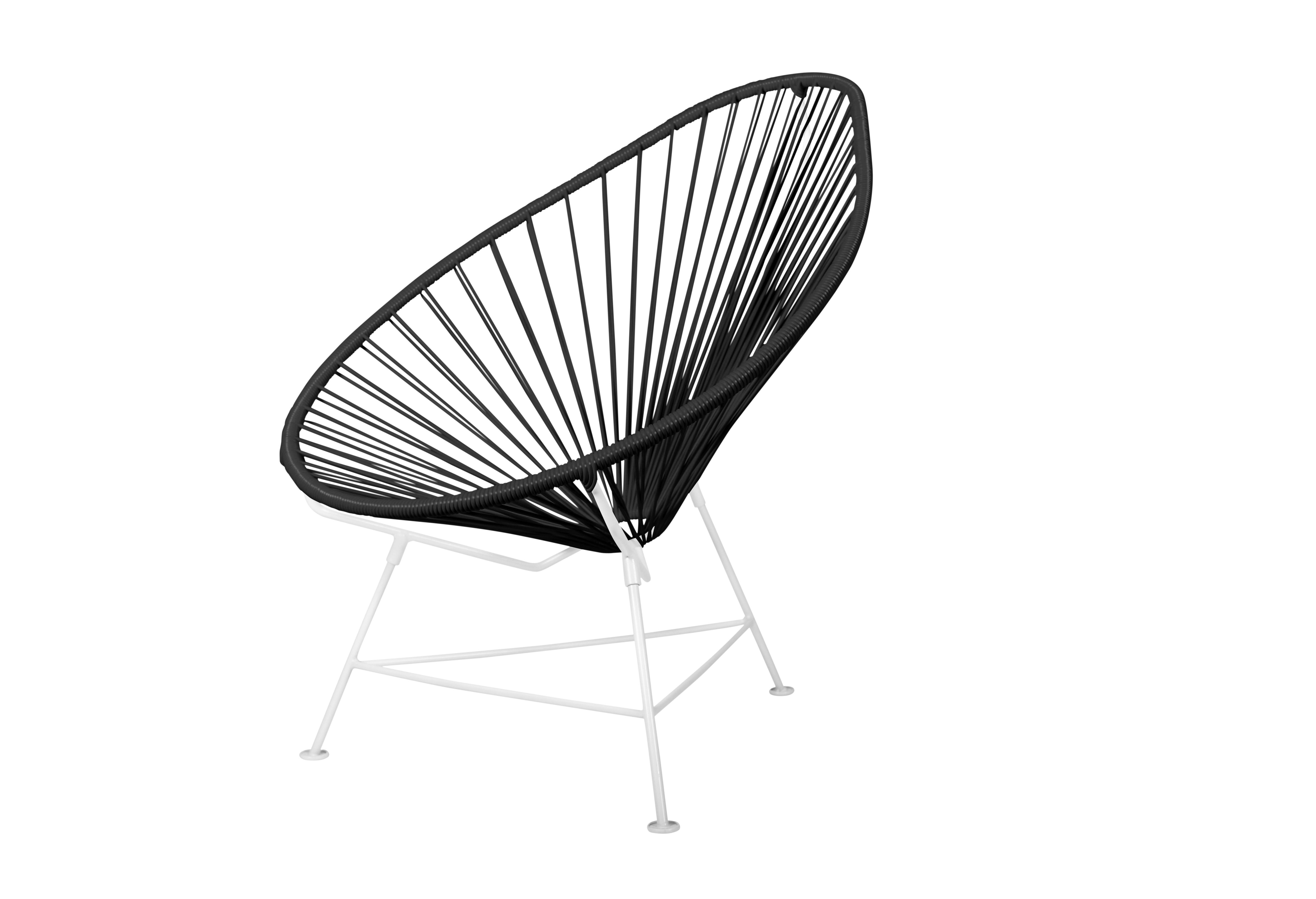 Canadian Innit Designs Acapulco Chair Black Weave on White Frame For Sale