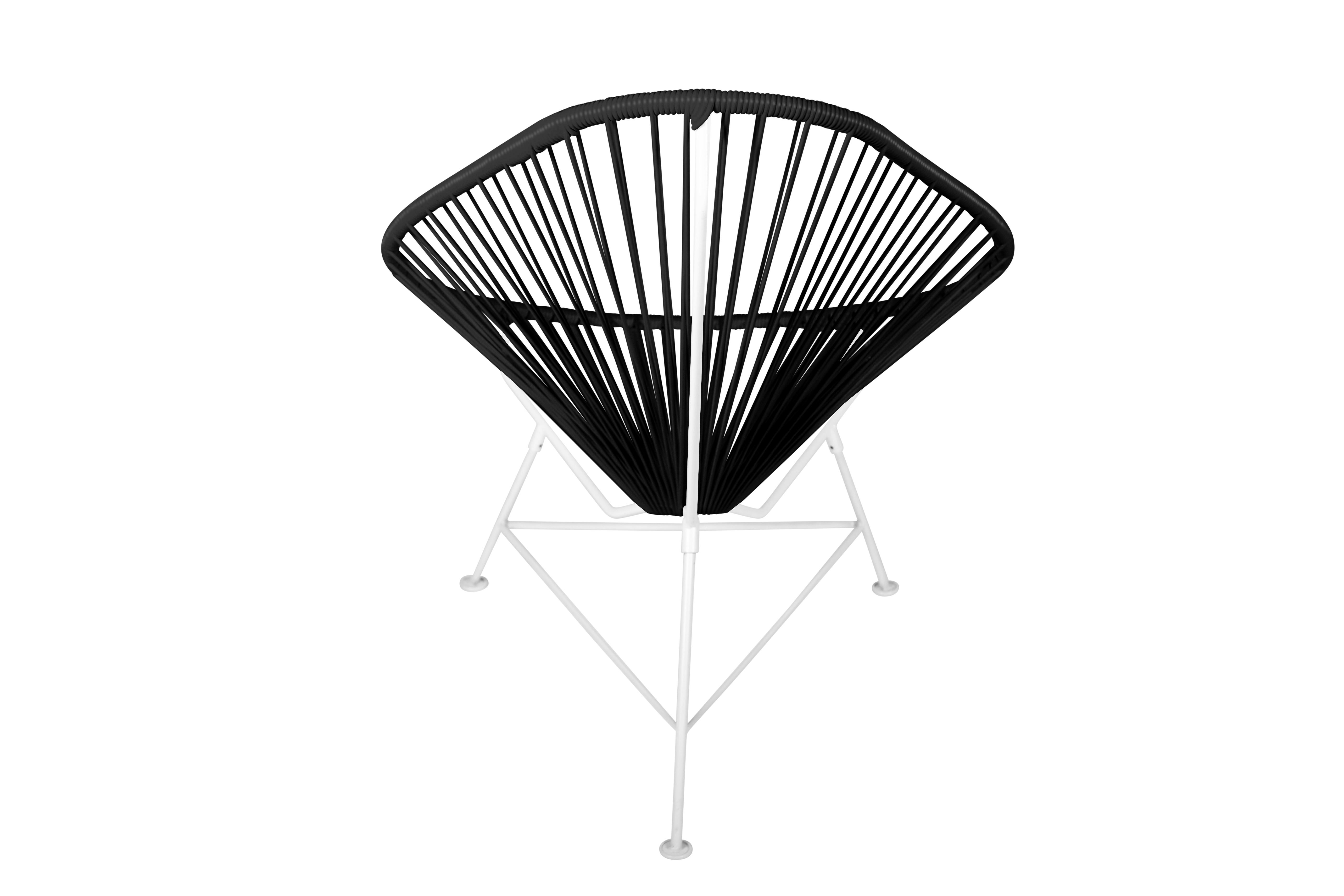 Hand-Crafted Innit Designs Acapulco Chair Black Weave on White Frame For Sale