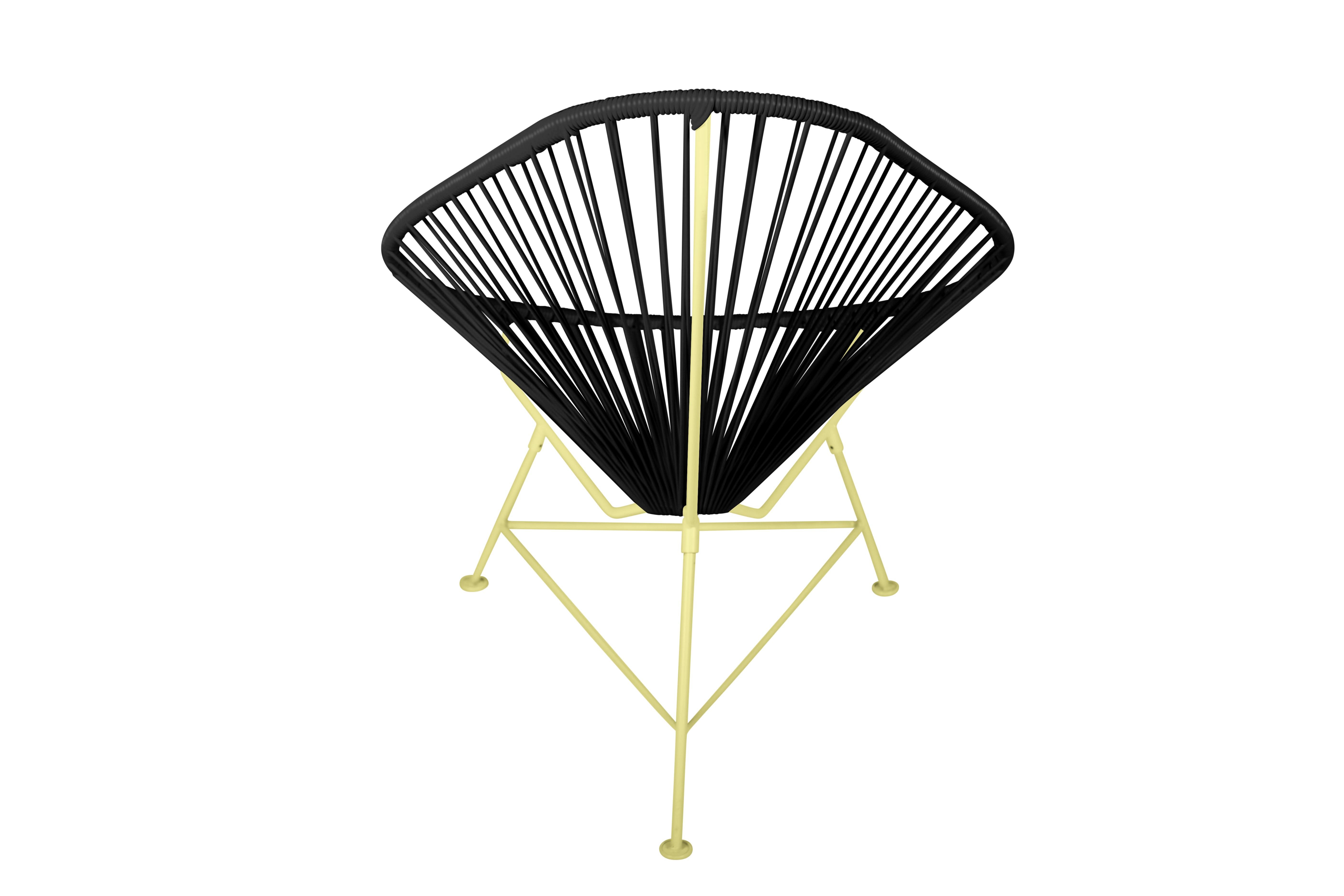 Hand-Crafted Innit Designs Acapulco Chair Black Weave on Yellow Frame For Sale