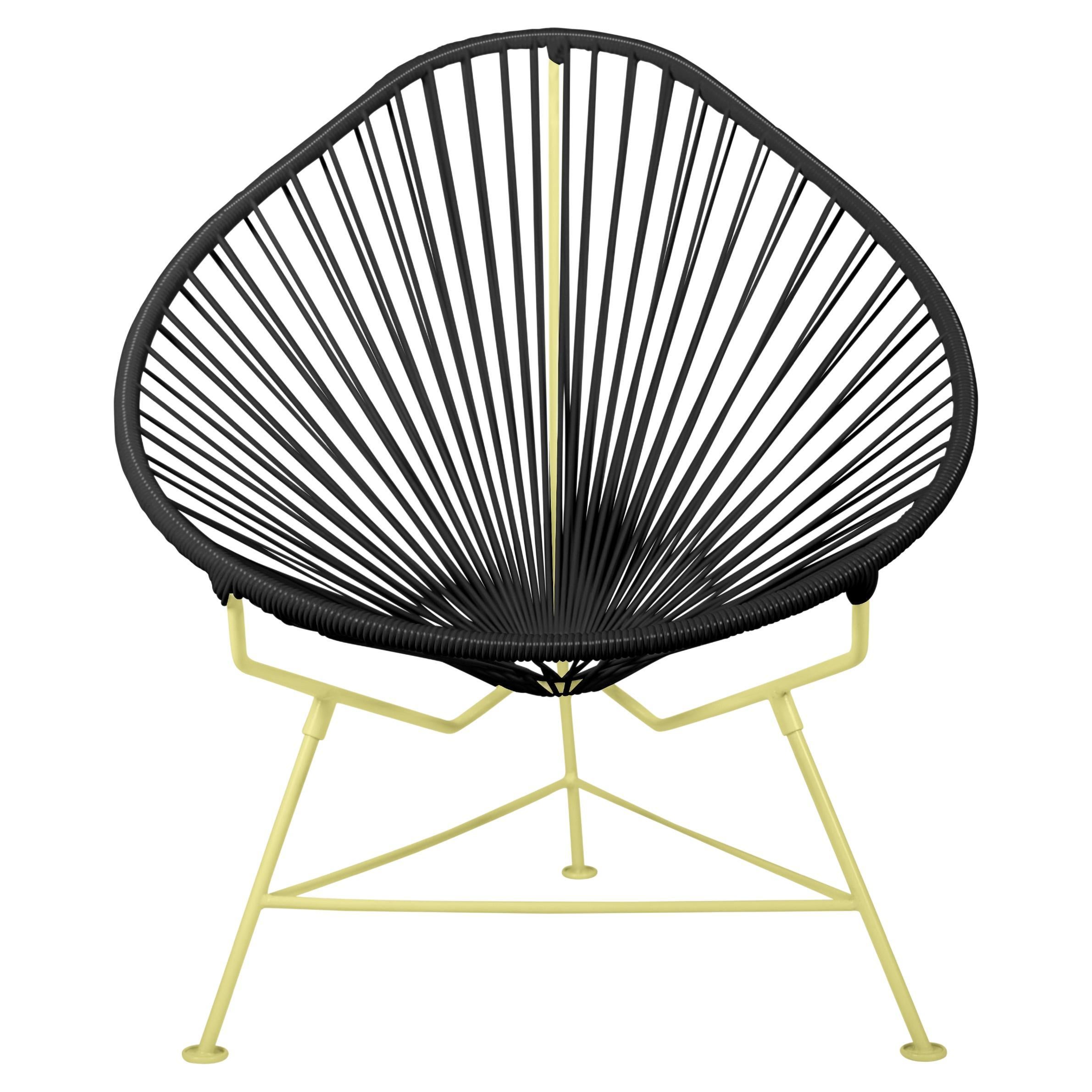 Innit Designs Acapulco Chair Black Weave on Yellow Frame For Sale