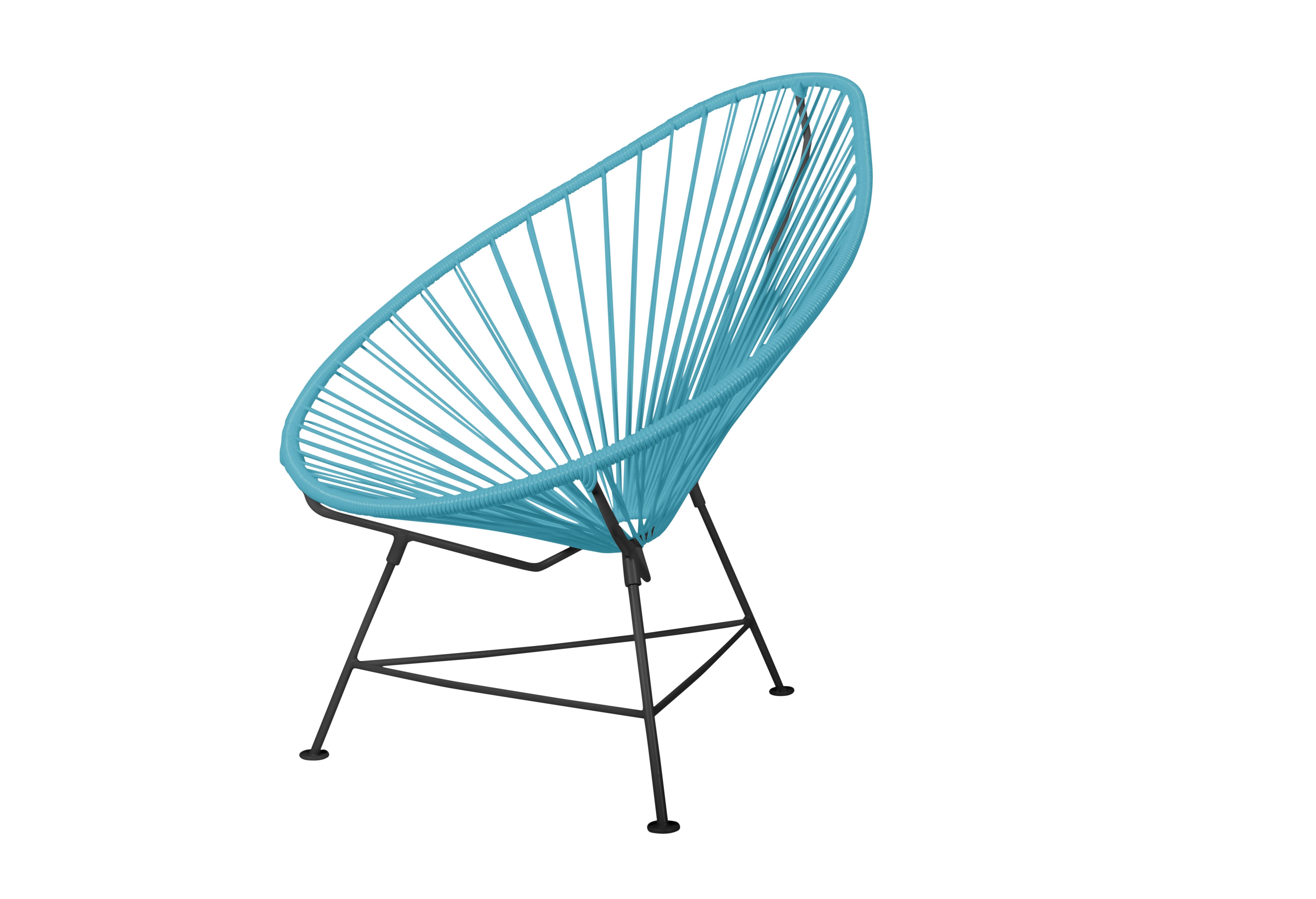 Canadian Innit Designs Acapulco Chair Blue Weave on Black Frame For Sale