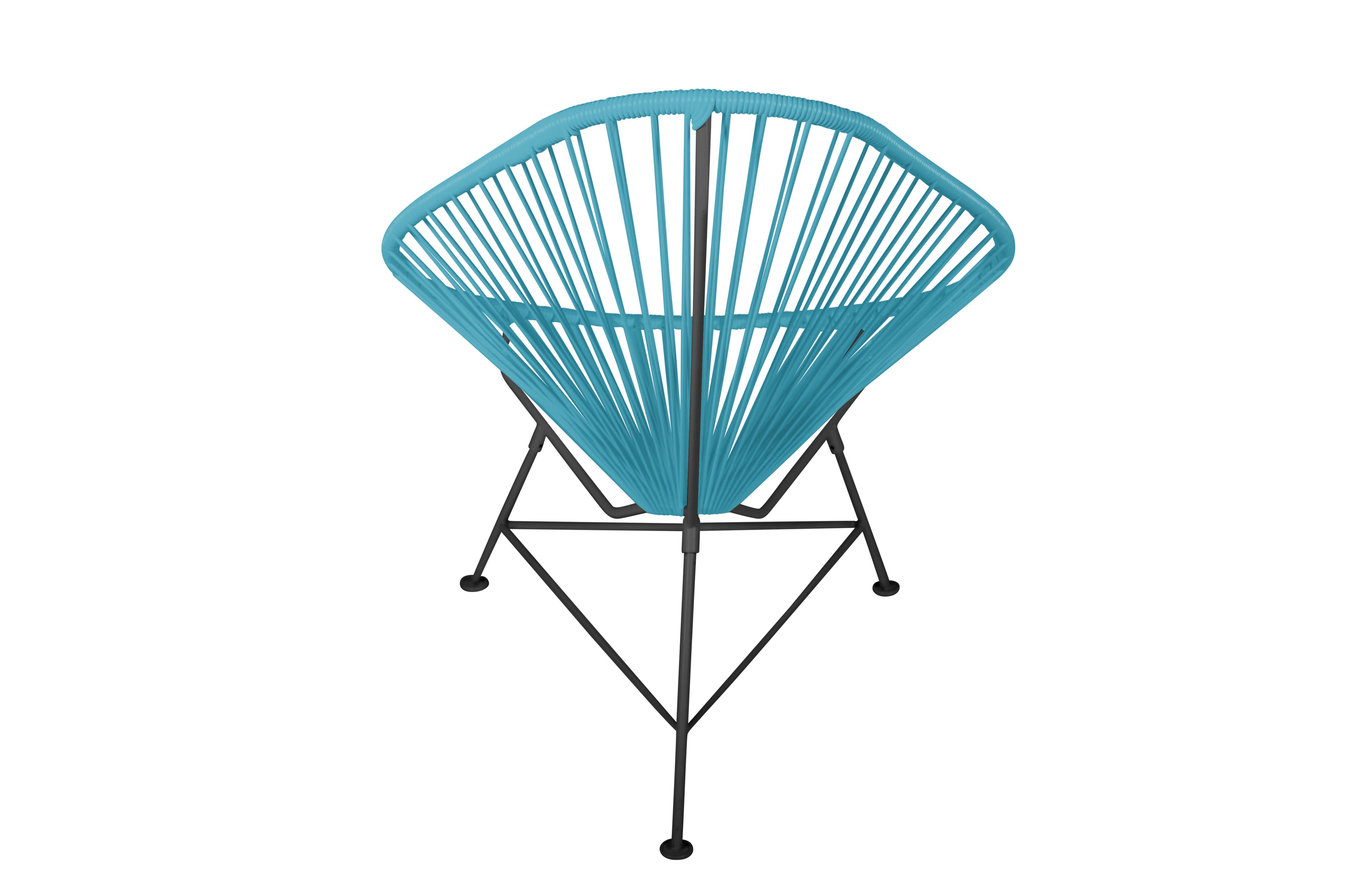 Hand-Crafted Innit Designs Acapulco Chair Blue Weave on Black Frame For Sale