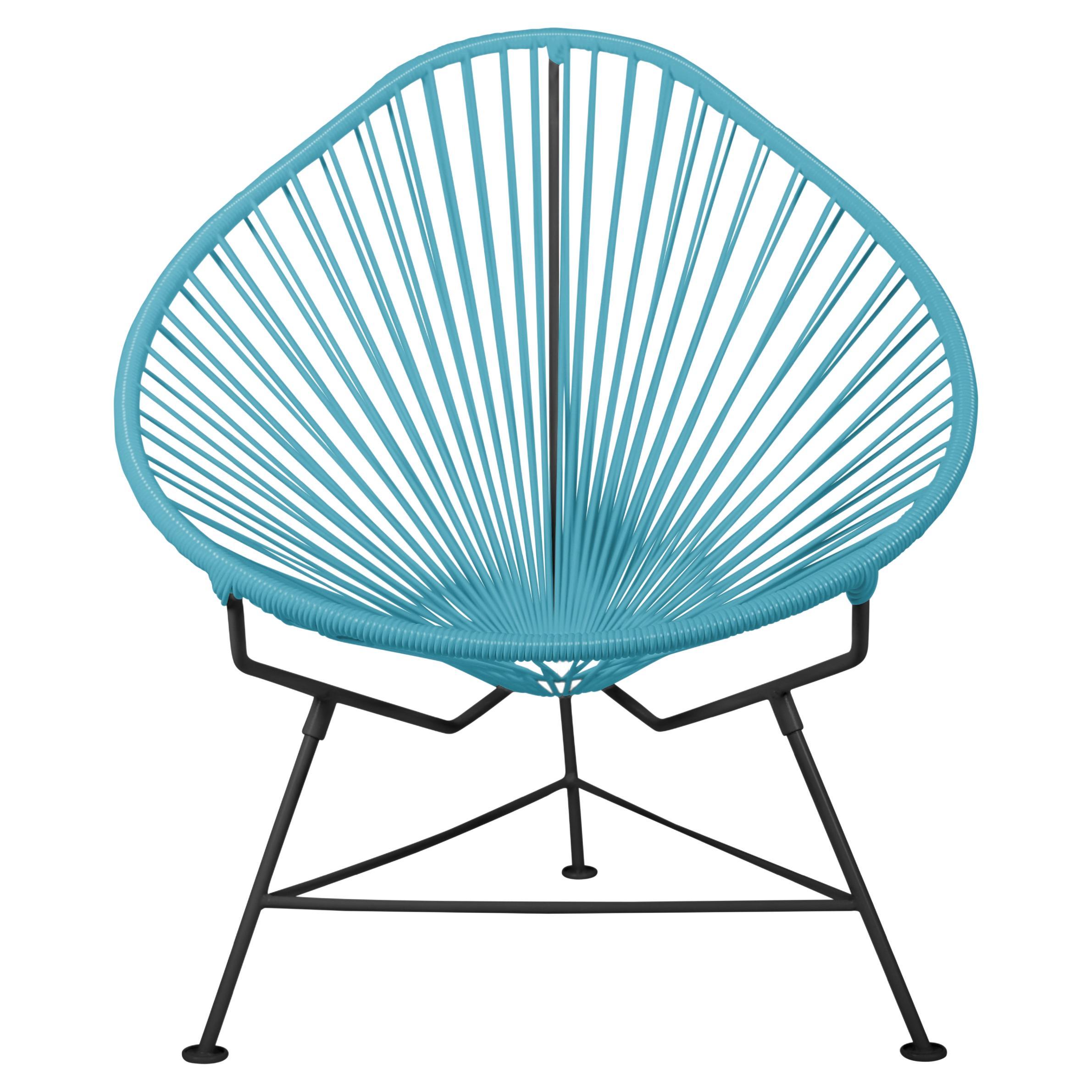 Innit Designs Acapulco Chair Blue Weave on Black Frame For Sale