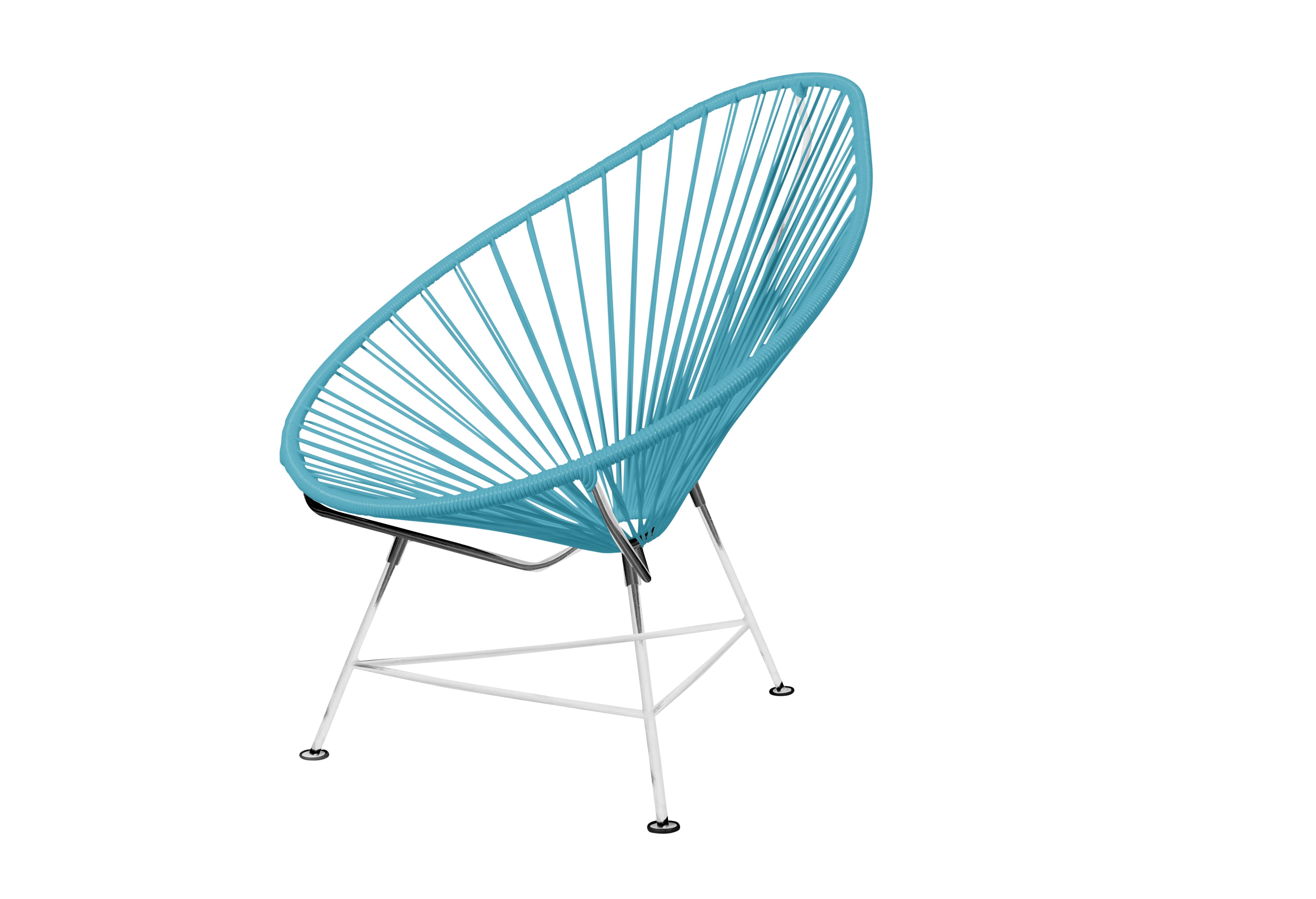 Canadian Innit Designs Acapulco Chair Blue Weave on Chrome Frame For Sale