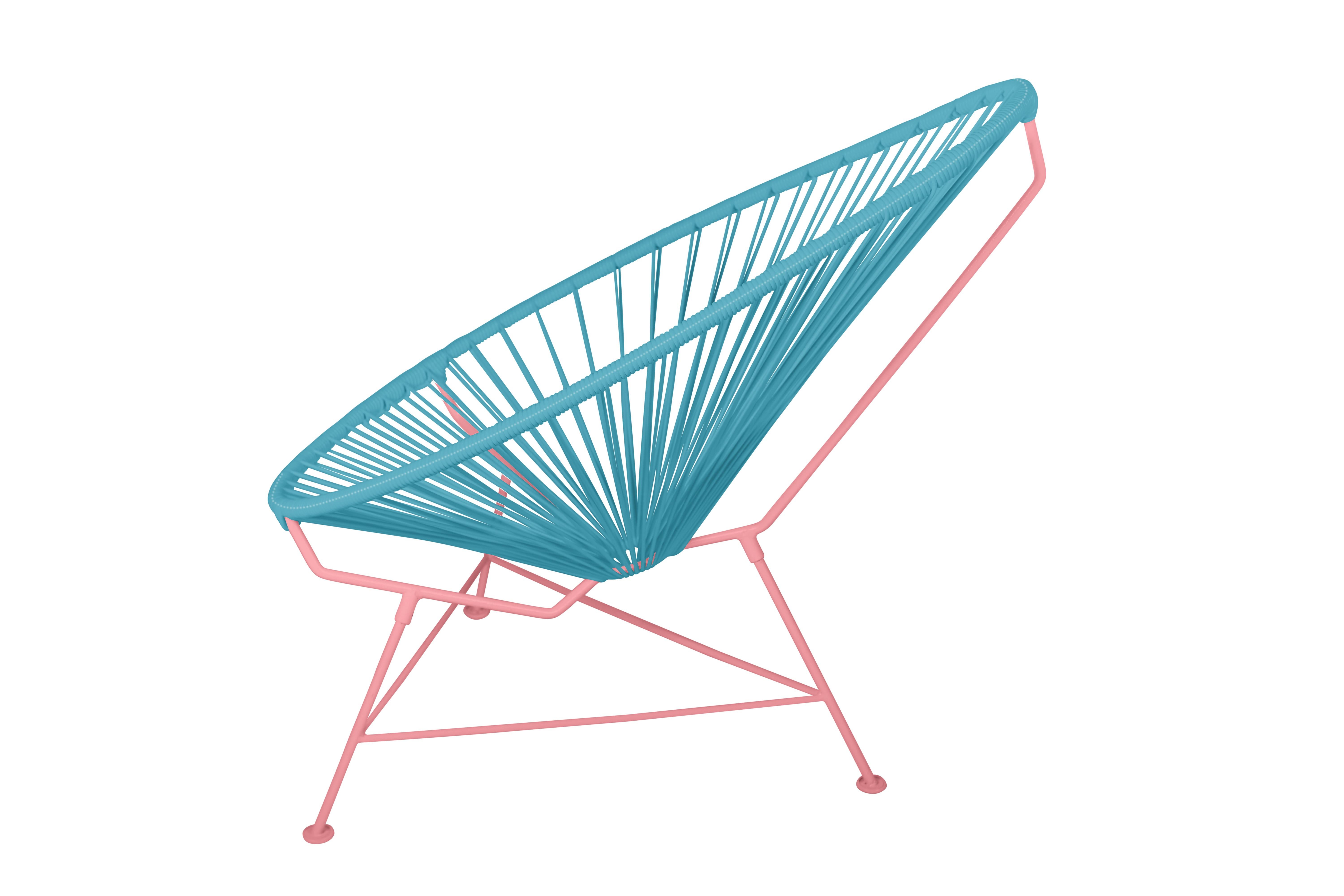 Modern Innit Designs Acapulco Chair Blue Weave on Coral Frame For Sale