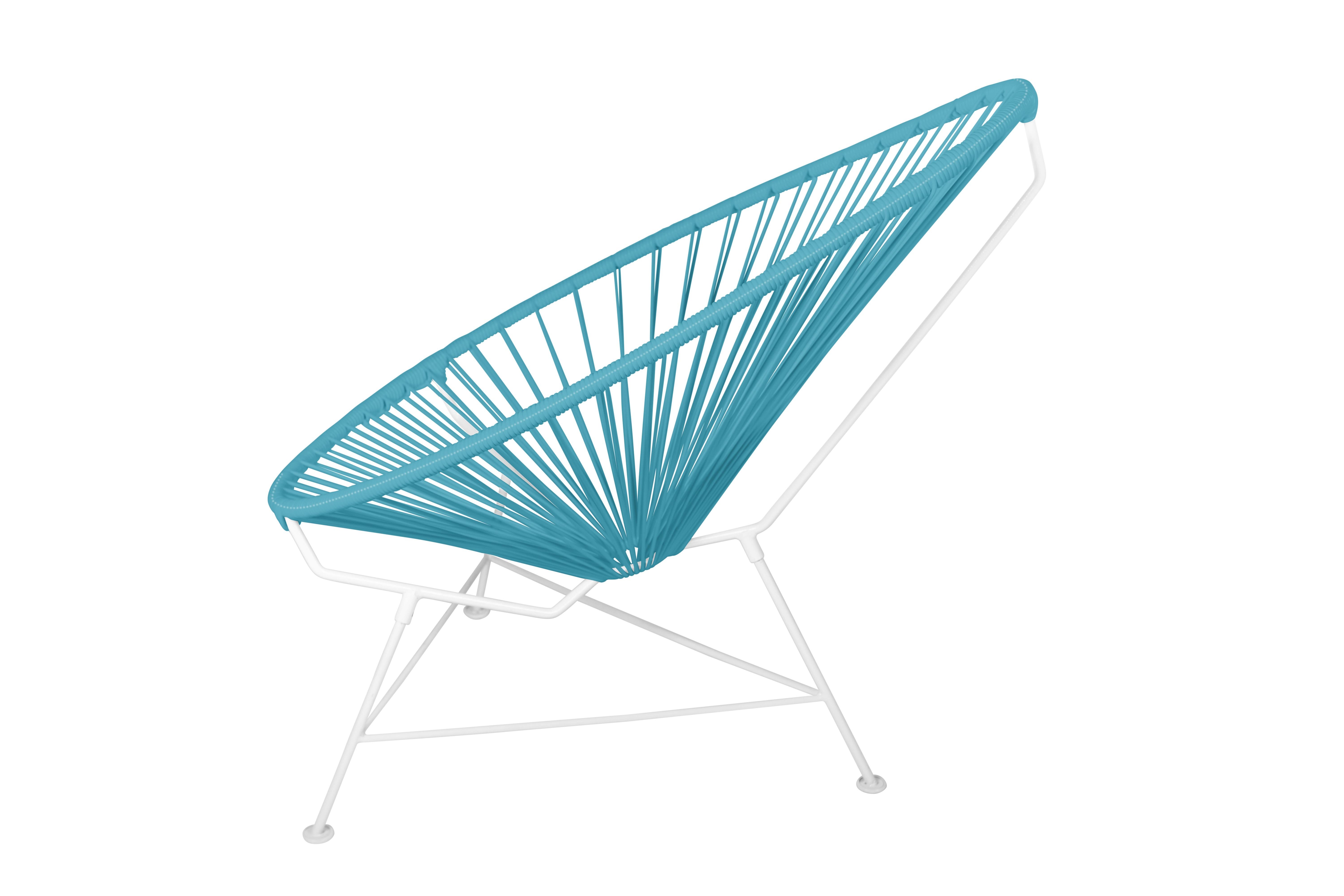 Modern Innit Designs Acapulco Chair Blue Weave on White Frame For Sale
