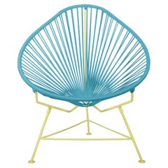Innit Designs - Chaise Acapulco - Tissage bleu sur cadre jaune